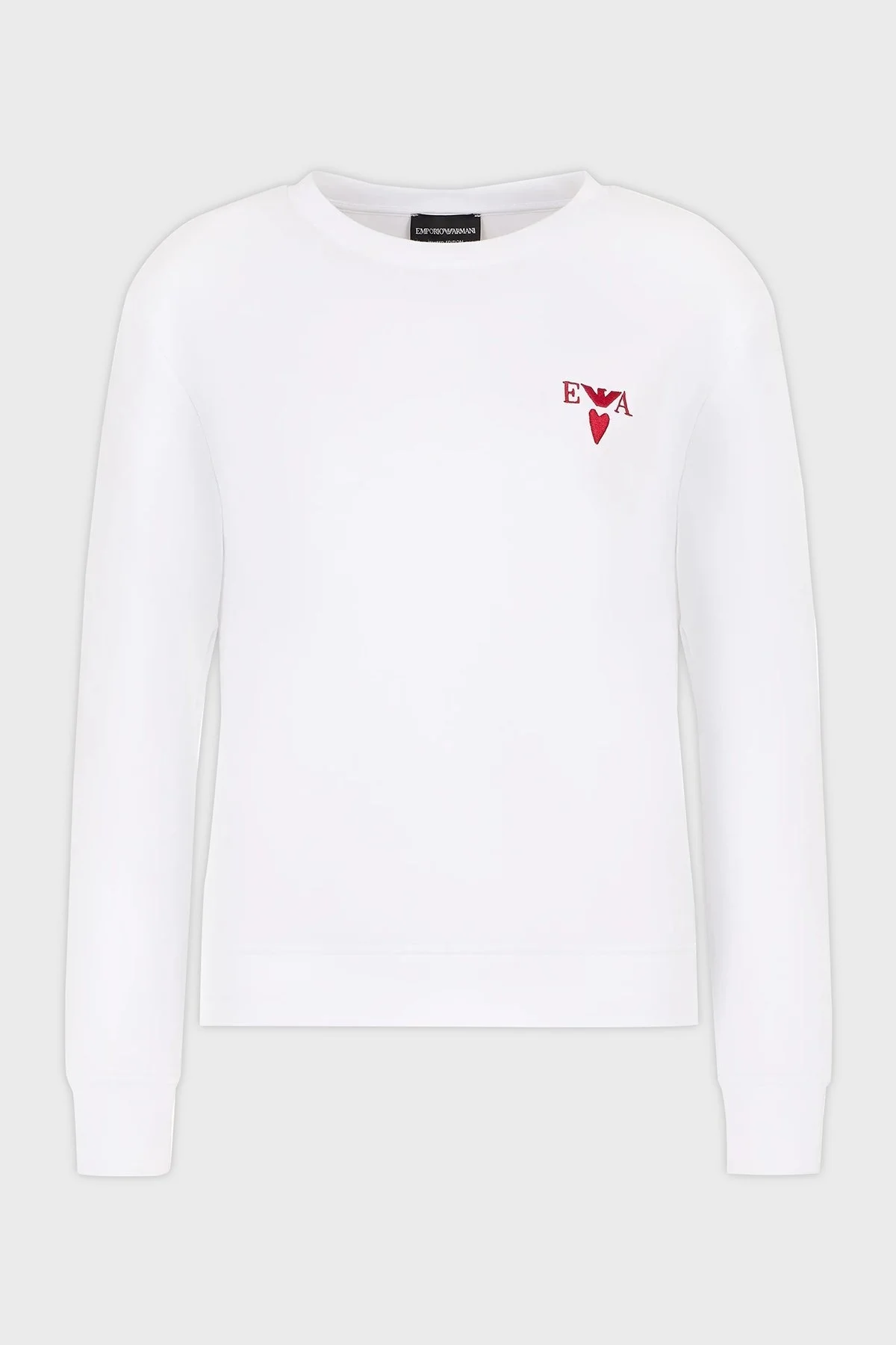 Emporio Armani Streç Pamuklu İşlemeli Comfort Fit Bisiklet Yaka Bayan Sweat EW000199 AF10002 U0002 BEYAZ - 5