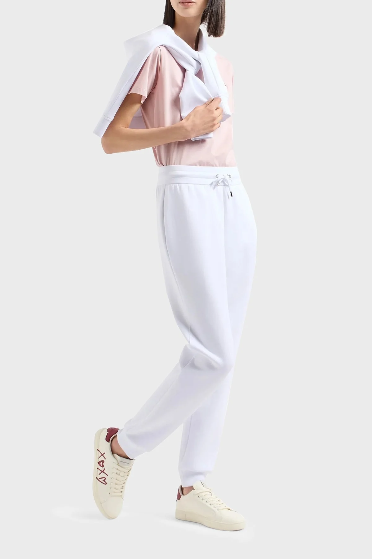 Emporio Armani Streç Pamuklu İşlemeli Comfort Fit Yüksek Bel Bayan Pantolon EW000200 AF10002 U0002 BEYAZ - 8