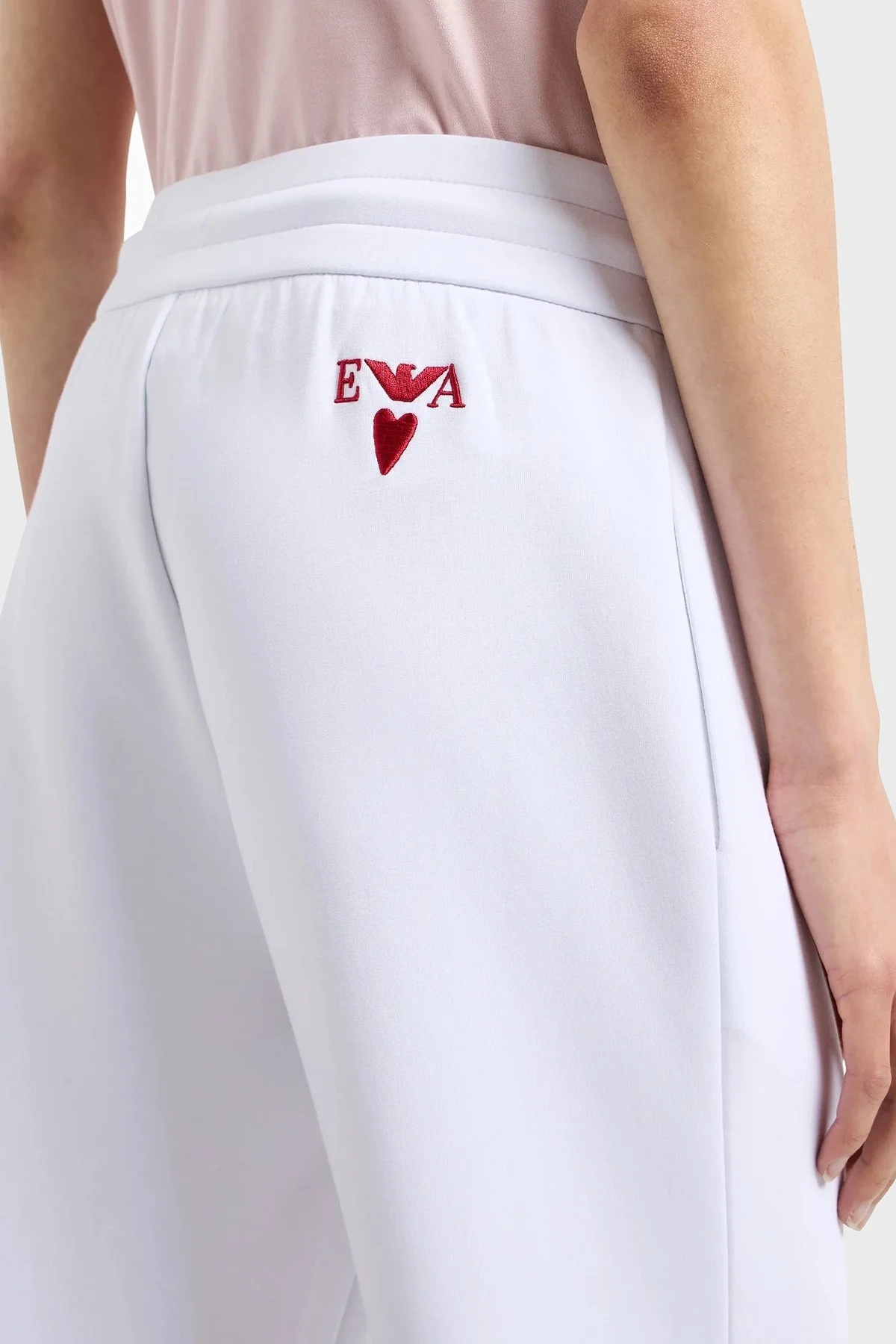 Emporio Armani Streç Pamuklu İşlemeli Comfort Fit Yüksek Bel Bayan Pantolon EW000200 AF10002 U0002 BEYAZ - 9