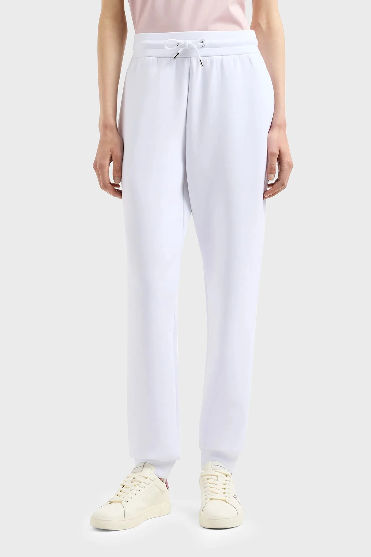 Emporio Armani Streç Pamuklu İşlemeli Comfort Fit Yüksek Bel Kadın Pantolon EW000200 AF10002 U0002 BEYAZ - 1