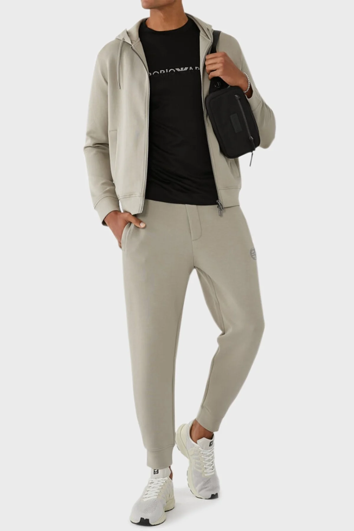 Emporio Armani Streç Pamuklu Kapüşonlu Erkek Sweat 8N1ML6 1JHSZ 0643 GRİ - 2