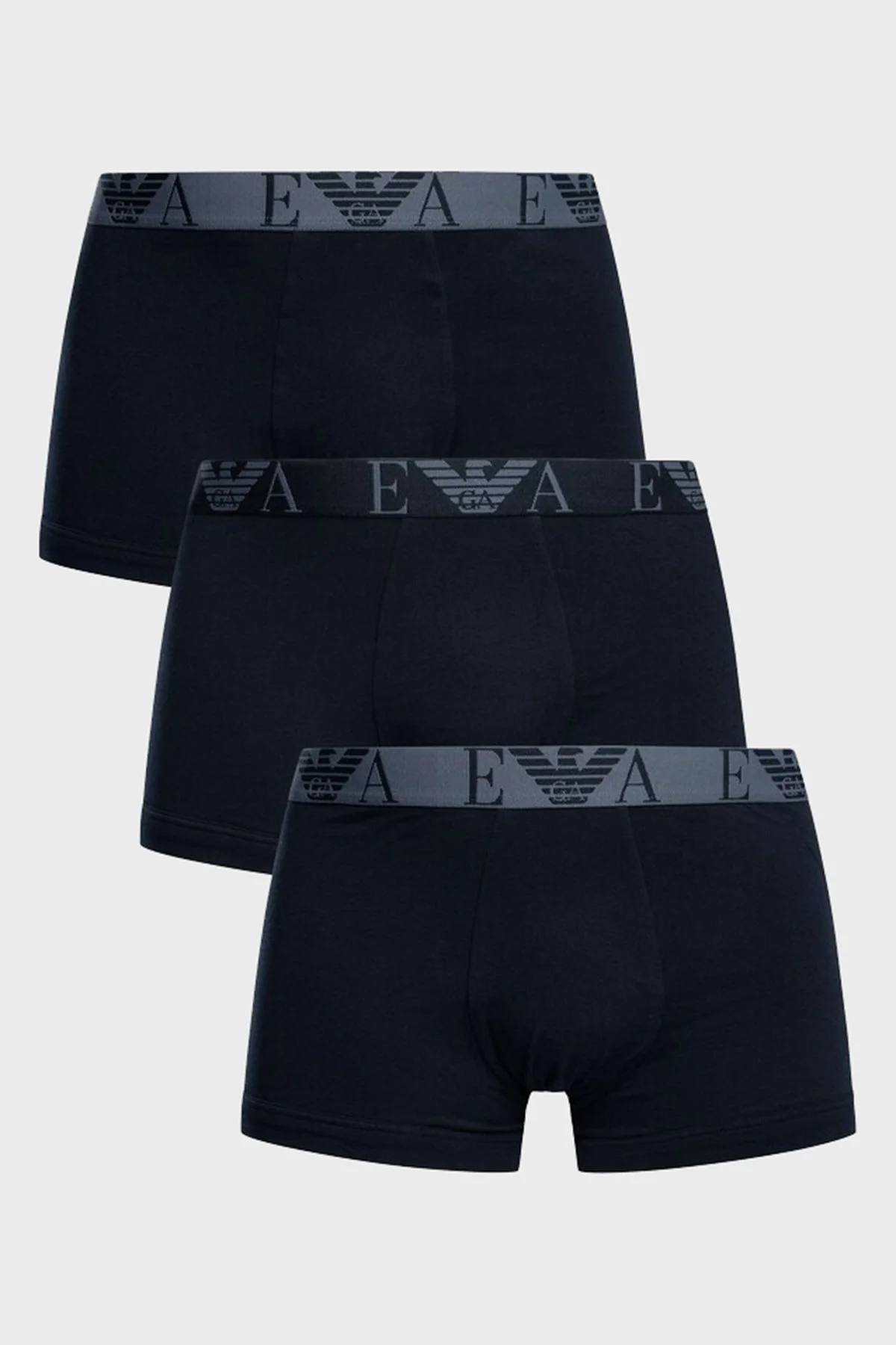 Emporio Armani Streç Pamuklu Logo Baskılı 3 Pack Erkek Boxer EM000259 AF10778 MB254 LACİVERT - 1