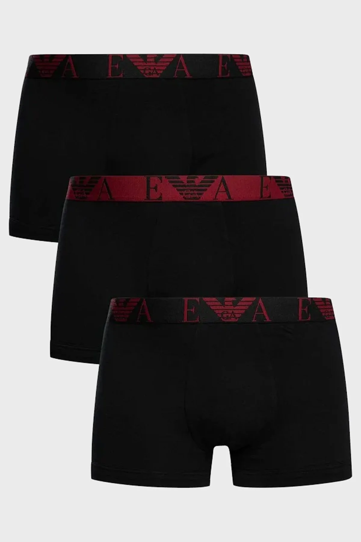 Emporio Armani Streç Pamuklu Logo Baskılı 3 Pack Erkek Boxer EM000259 AF10778 MC406 SİYAH - 1