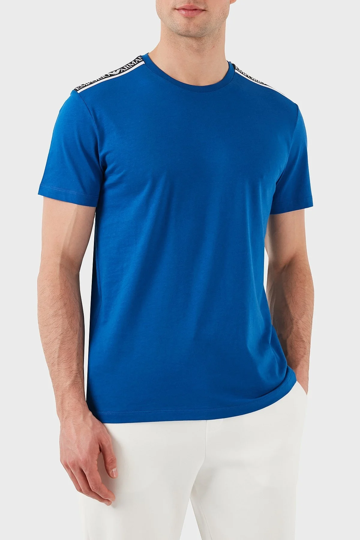 Emporio Armani Streç Pamuklu Logo Baskılı Regular Fit Bisiklet Yaka Erkek T Shirt EM000574 AF12333 UB057 SAKS - 4