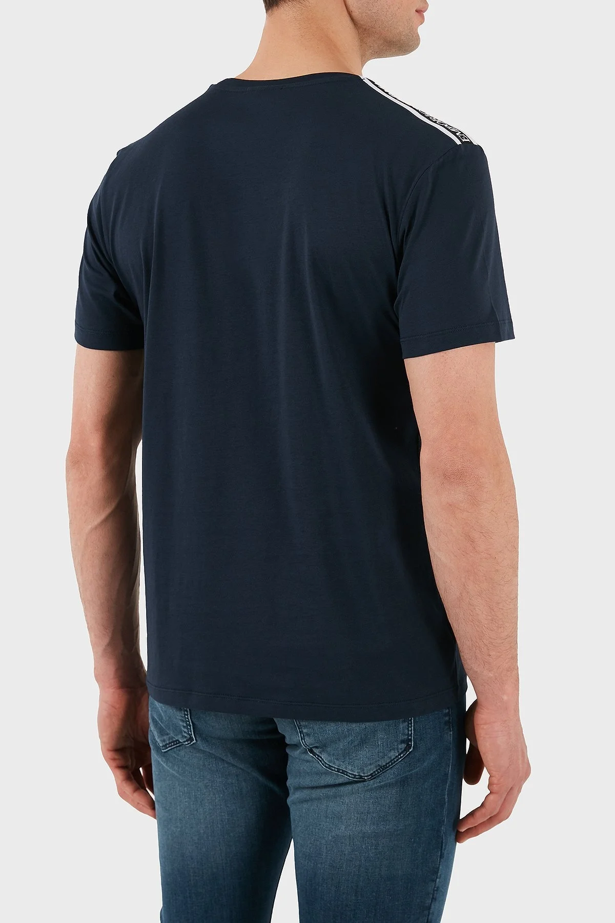 Emporio Armani Streç Pamuklu Logo Baskılı Regular Fit Bisiklet Yaka Erkek T Shirt EM000574 AF12333 UB102 LACİVERT - 3