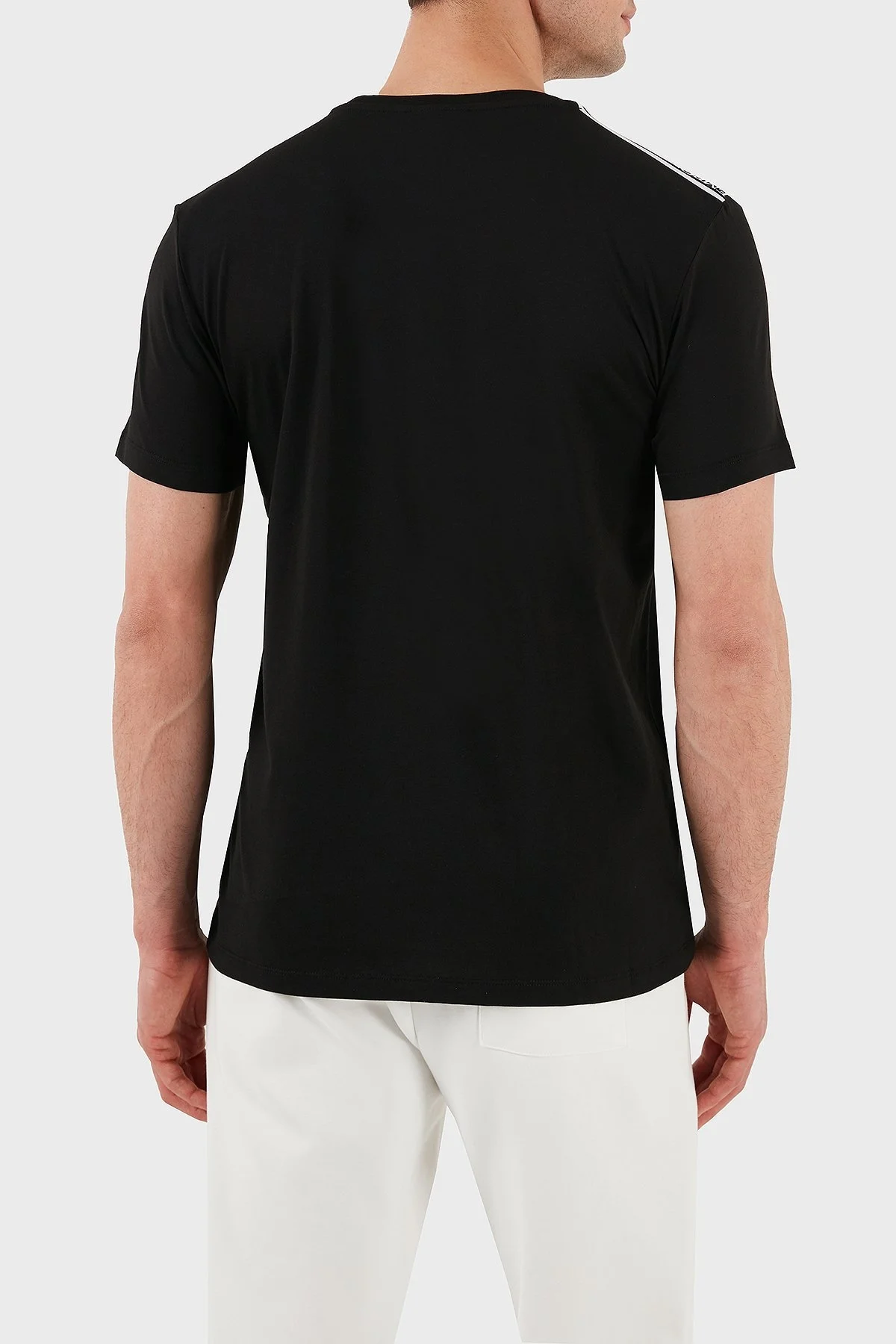 Emporio Armani Streç Pamuklu Logo Baskılı Regular Fit Bisiklet Yaka Erkek T Shirt EM000574 AF12333 UC001 SİYAH - 3