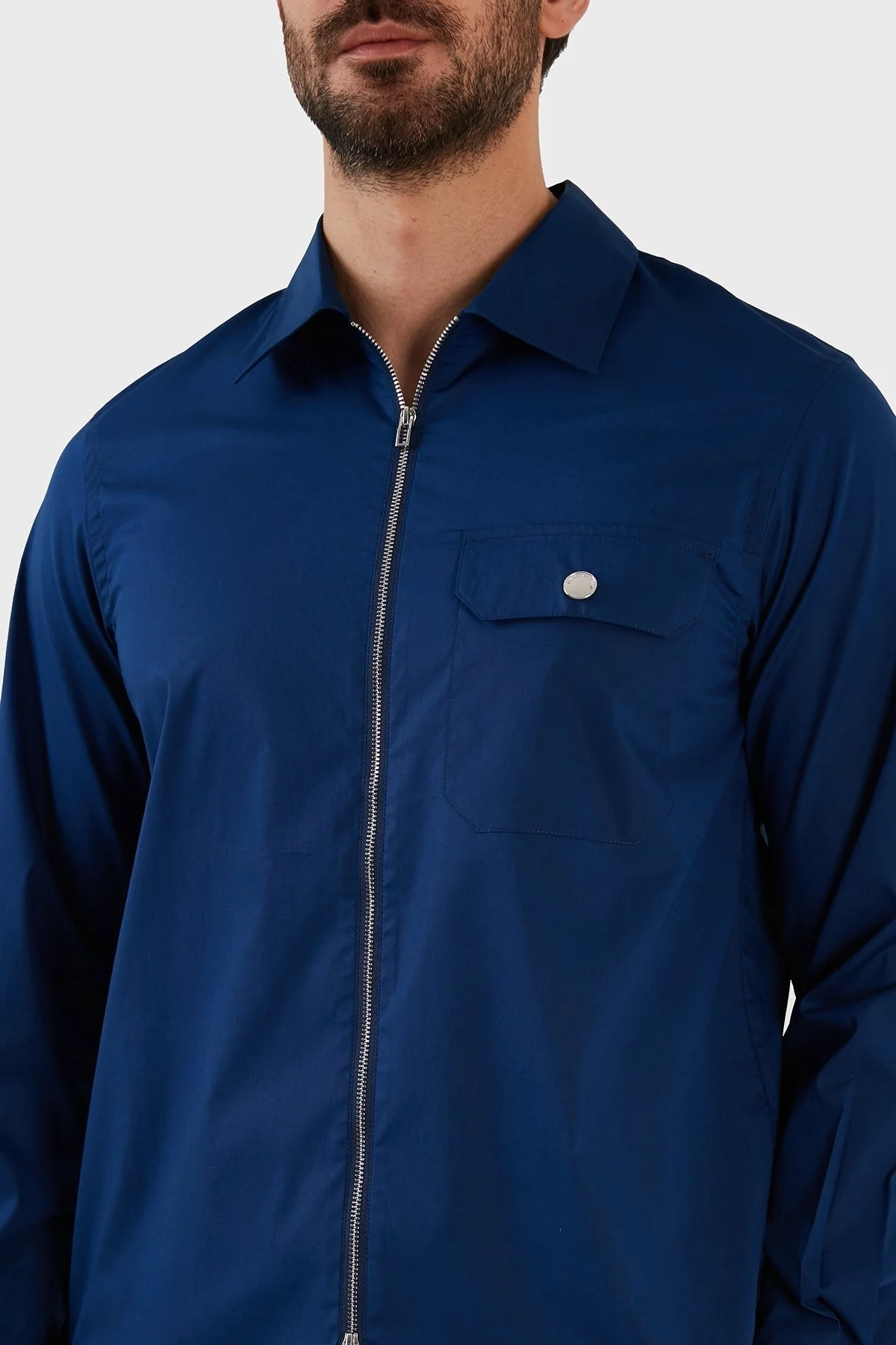 Emporio Armani Streç Pamuklu Loose Fit Fermuarlı Erkek Gömlek 3R1CQ1 1K01Z 0862 SAKS - 4