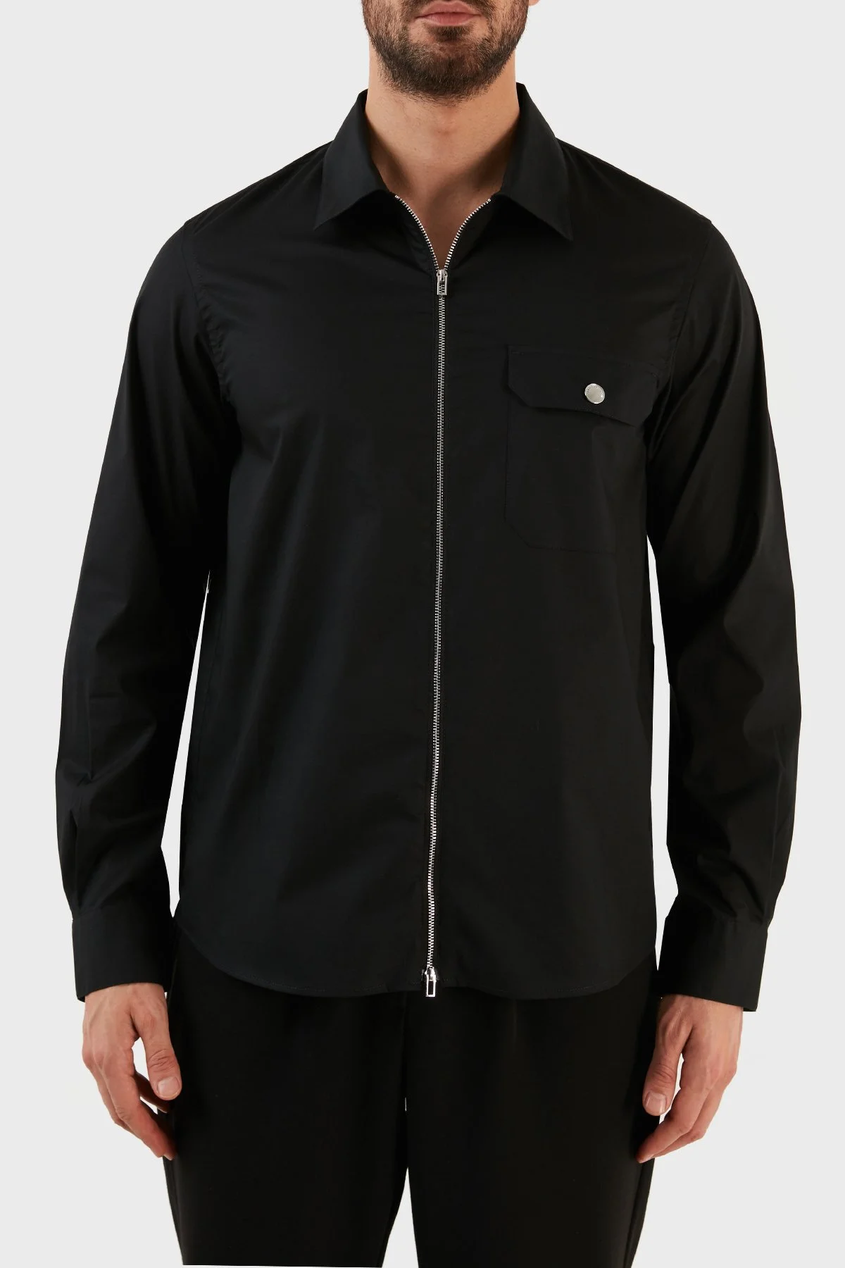 Emporio Armani Pamuklu Loose Fit Erkek Gömlek 3R1CQ1 1K01Z 0999 SİYAH - 1