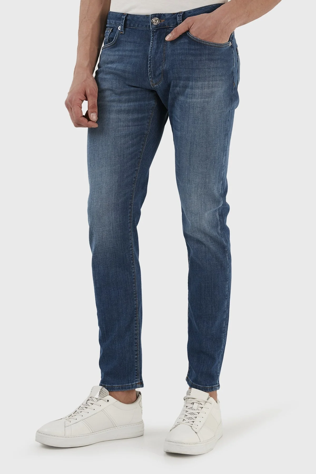 Emporio Armani Streç Pamuklu Normal Bel Slim Fit J06 Jeans Erkek Kot Pantolon 3R1J06 1D09Z 0942 MAVİ - 4