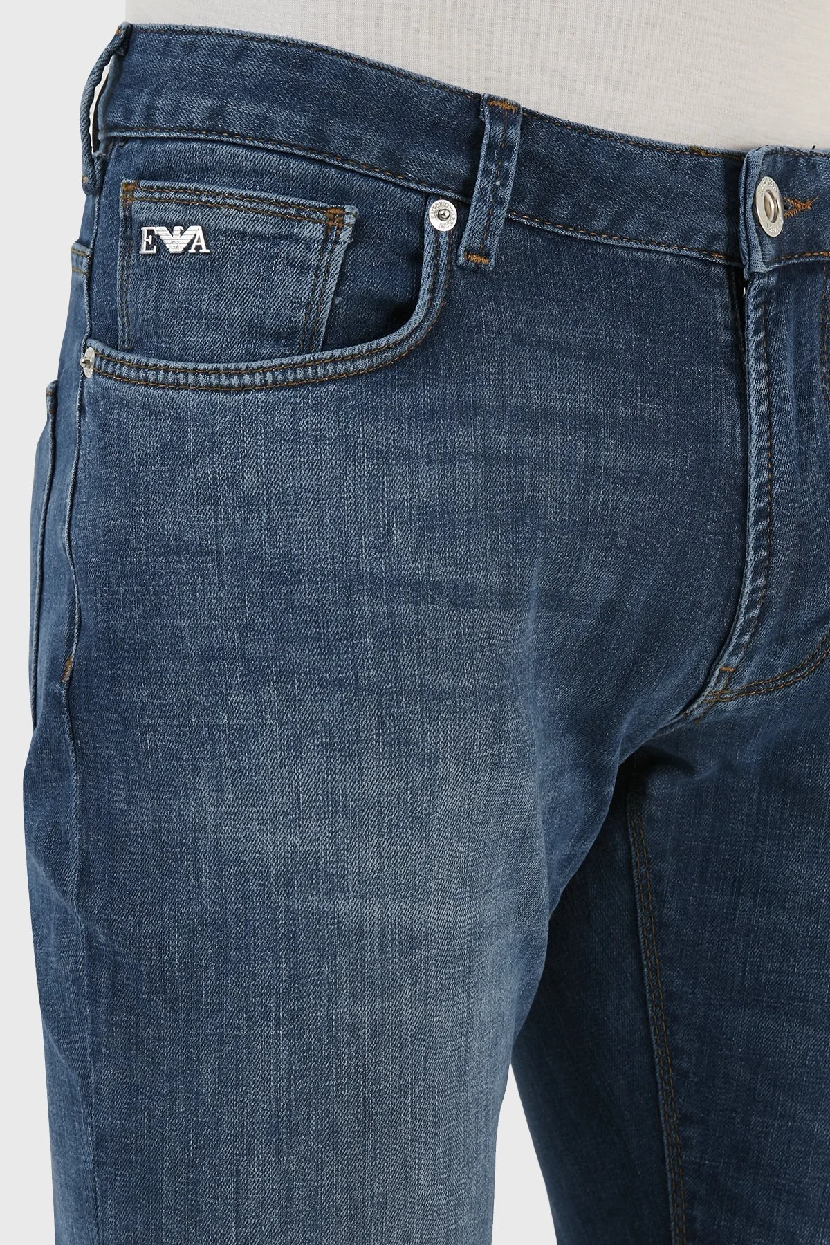 Emporio Armani Streç Pamuklu Normal Bel Slim Fit J06 Jeans Erkek Kot Pantolon 3R1J06 1D09Z 0942 MAVİ - 5
