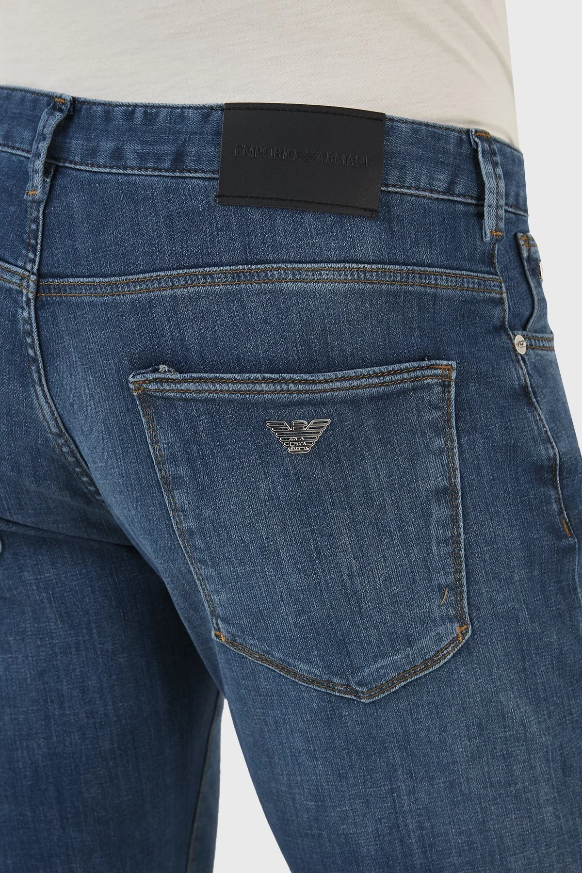 Emporio Armani Streç Pamuklu Normal Bel Slim Fit J06 Jeans Erkek Kot Pantolon 3R1J06 1D09Z 0942 MAVİ - 7