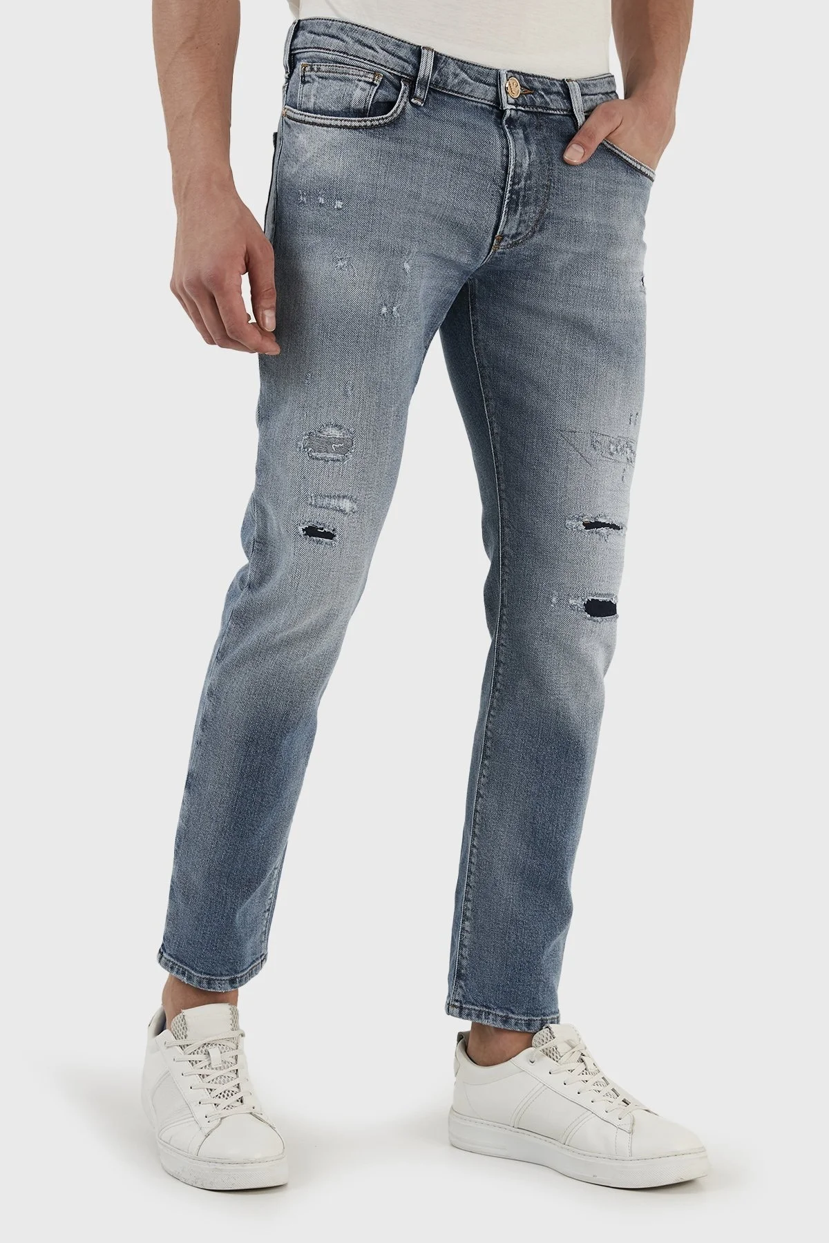 Emporio Armani Streç Pamuklu Normal Bel Slim Fit J06 Jeans Erkek Kot Pantolon 3R1J06 1D33Z 0943 MAVİ - 3