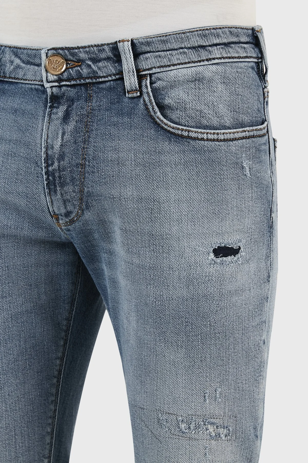 Emporio Armani Streç Pamuklu Normal Bel Slim Fit J06 Jeans Erkek Kot Pantolon 3R1J06 1D33Z 0943 MAVİ - 4