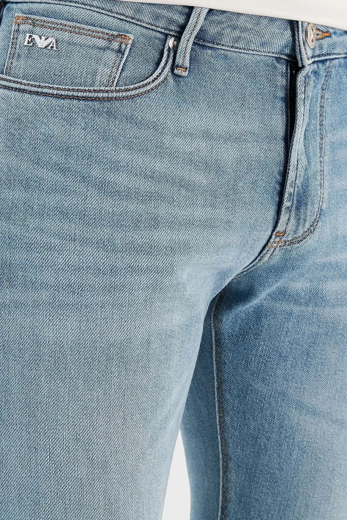 Emporio Armani Streç Pamuklu Normal Bel Slim Fit J06 Jeans Erkek Kot Pantolon 3R1J06 1DL2Z 0943 MAVİ - 4