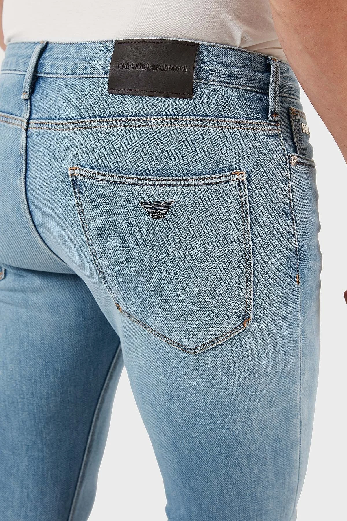Emporio Armani Streç Pamuklu Normal Bel Slim Fit J06 Jeans Erkek Kot Pantolon 3R1J06 1DL2Z 0943 MAVİ - 6