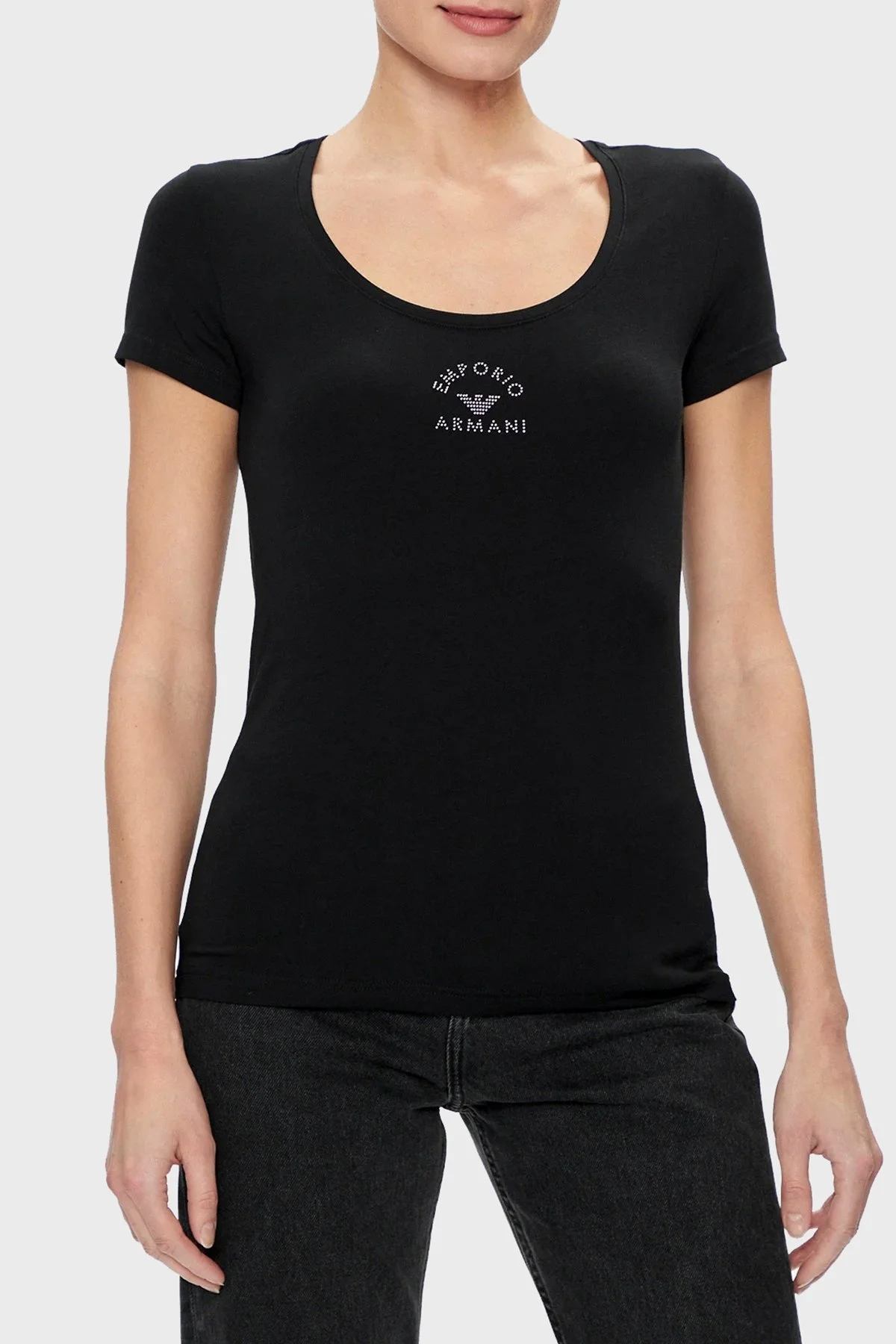 Emporio Armani Streç Pamuklu Regular Fit Bisiklet Yaka Bayan T Shirt 163377 4R223 00020 SİYAH - 6