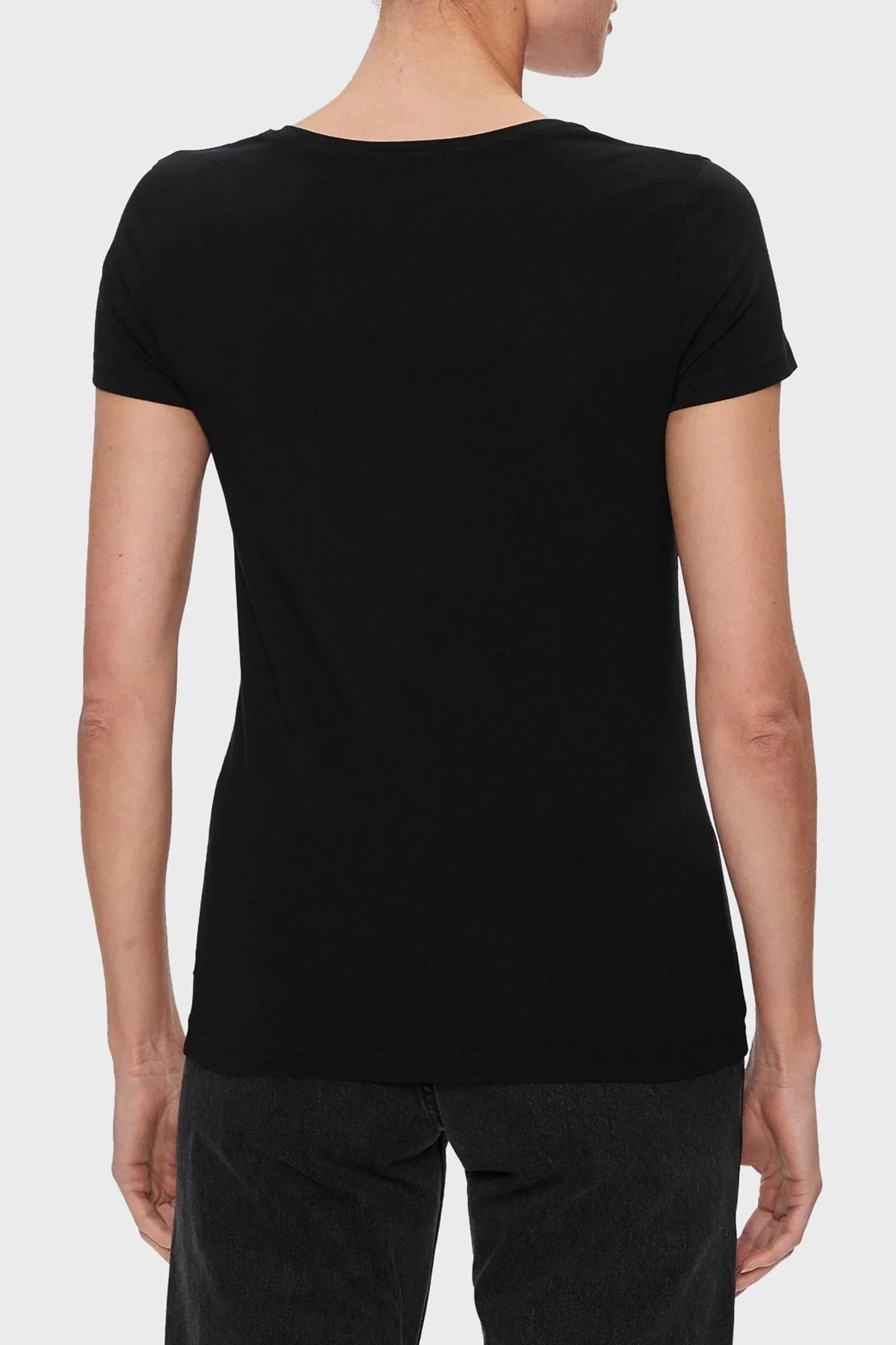 Emporio Armani Streç Pamuklu Regular Fit Bisiklet Yaka Bayan T Shirt 163377 4R223 00020 SİYAH - 8