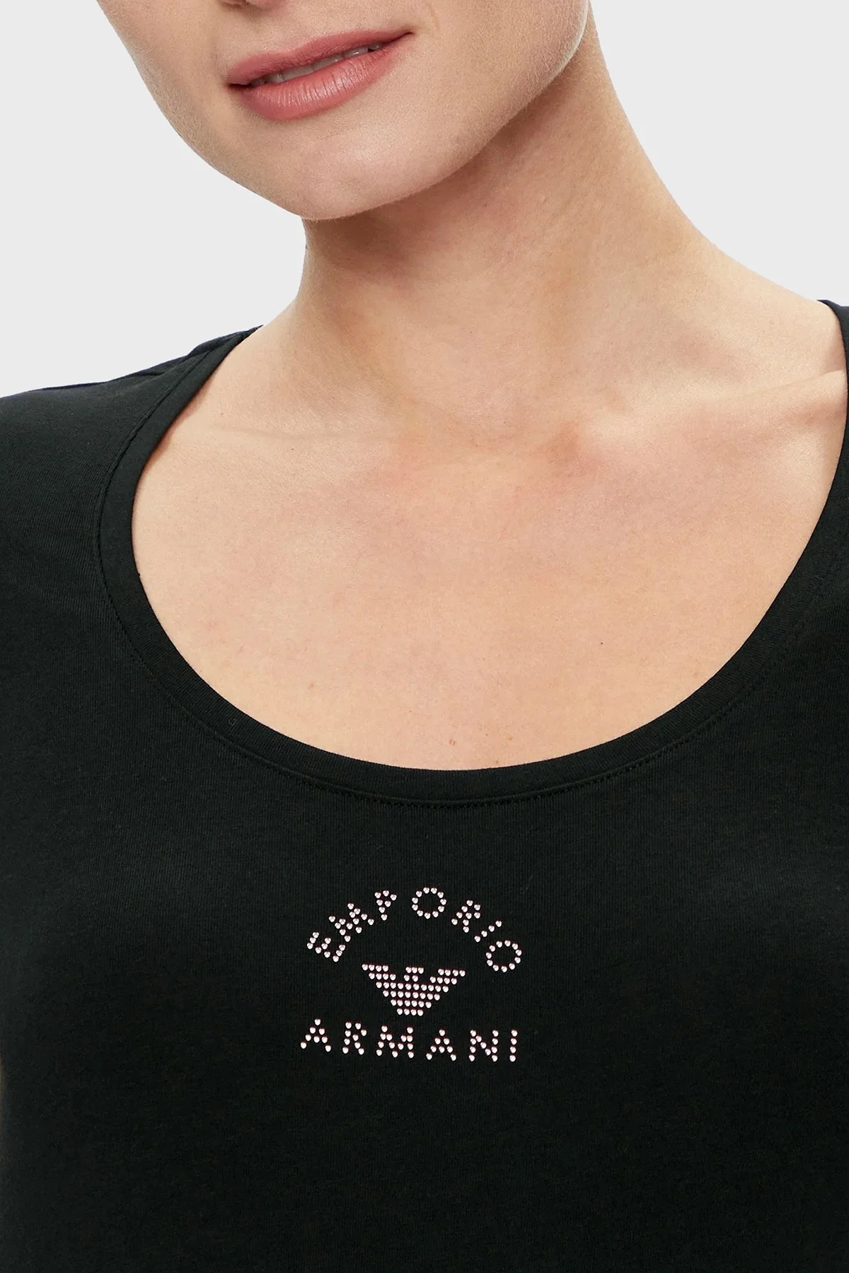 Emporio Armani Streç Pamuklu Regular Fit Bisiklet Yaka Bayan T Shirt 163377 4R223 00020 SİYAH - 9