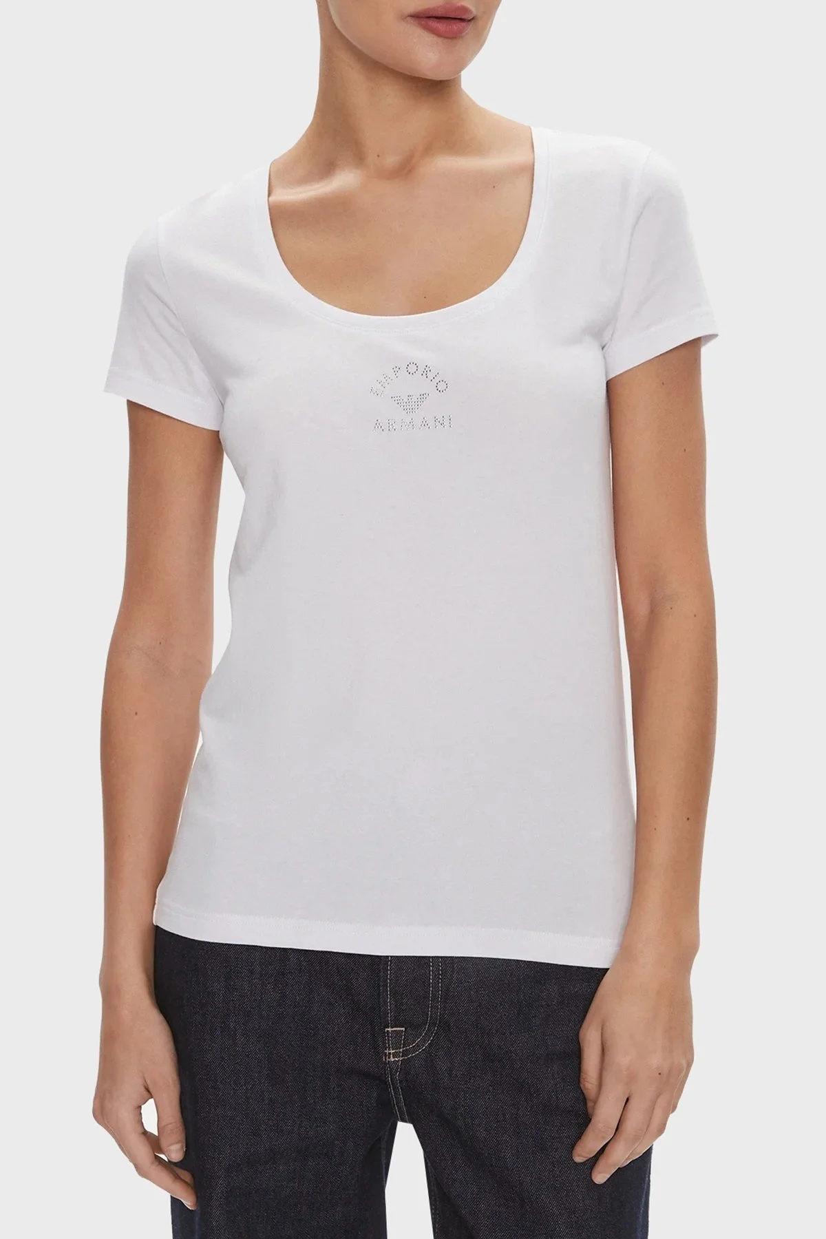 Emporio Armani Streç Pamuklu Regular Fit Bisiklet Yaka Bayan T Shirt 633774 R2230 0010 BEYAZ - 6