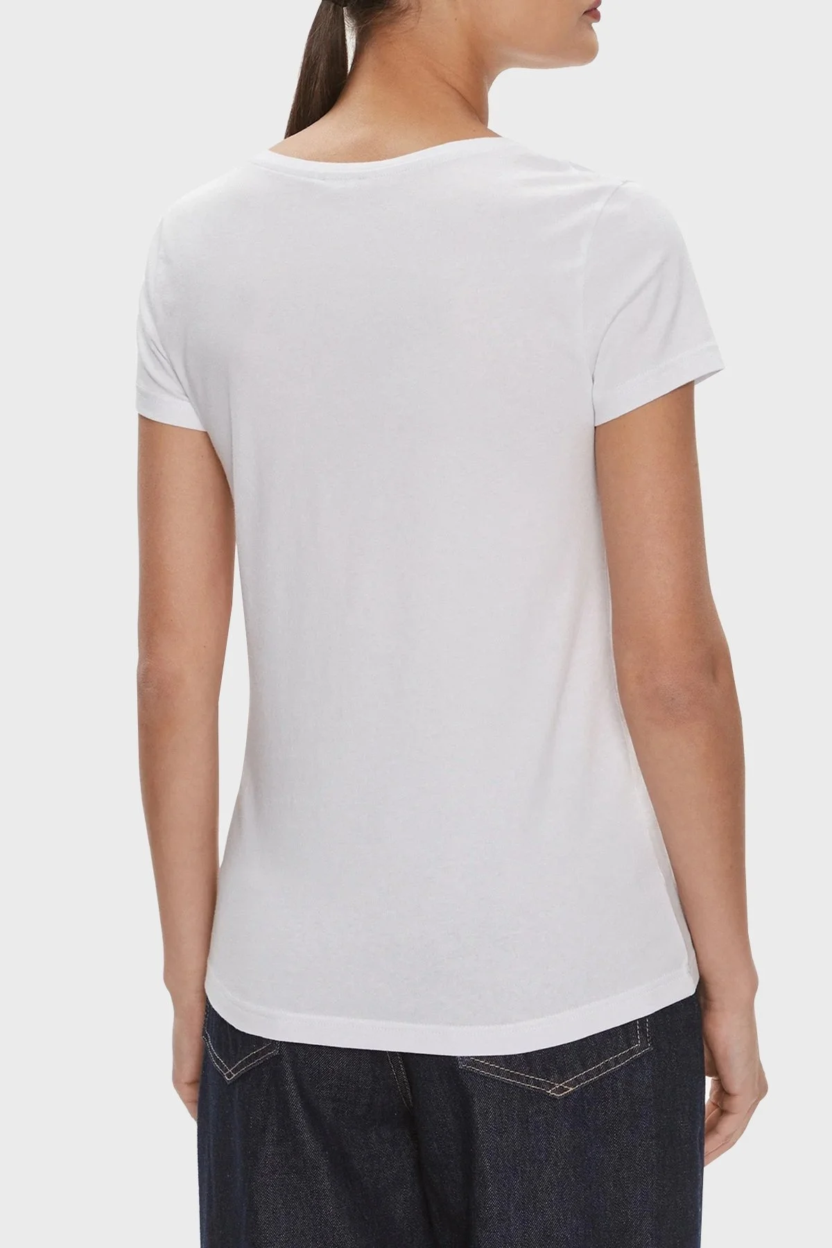 Emporio Armani Streç Pamuklu Regular Fit Bisiklet Yaka Bayan T Shirt 633774 R2230 0010 BEYAZ - 8