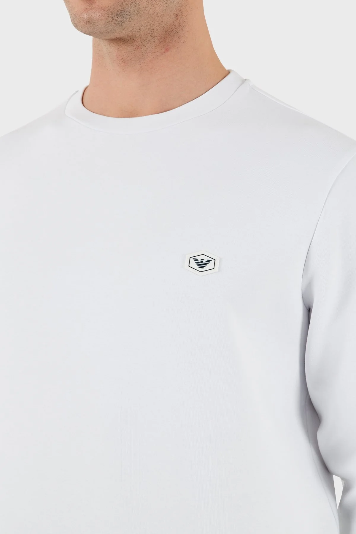 Emporio Armani Streç Pamuklu Regular Fit Bisiklet Yaka Erkek Sweat 8N1MD1 1JHSZ 0100 BEYAZ - 10