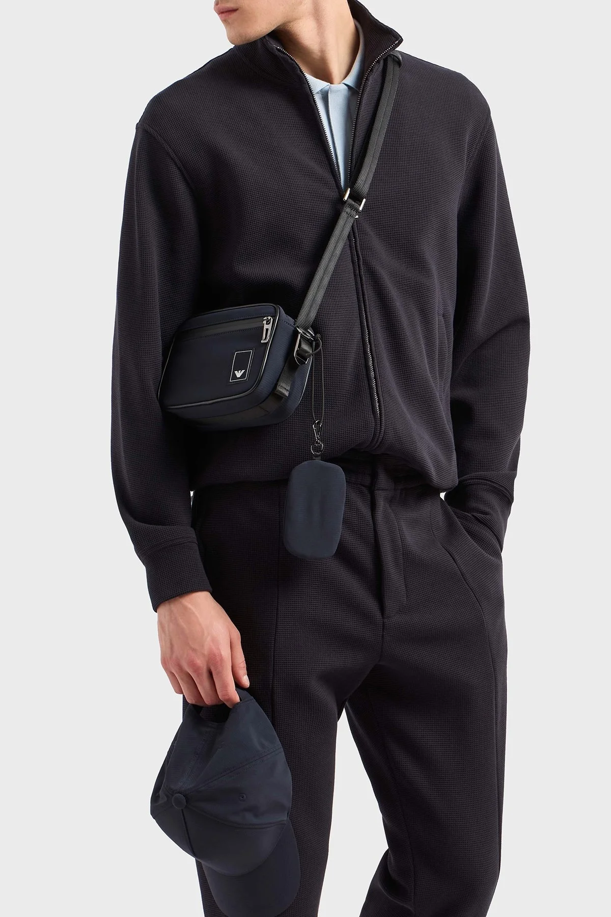 Emporio Armani Streç Pamuklu Regular Fit Dik Yaka Erkek Sweat EM000944 AF13358 UB118 LACİVERT - 10