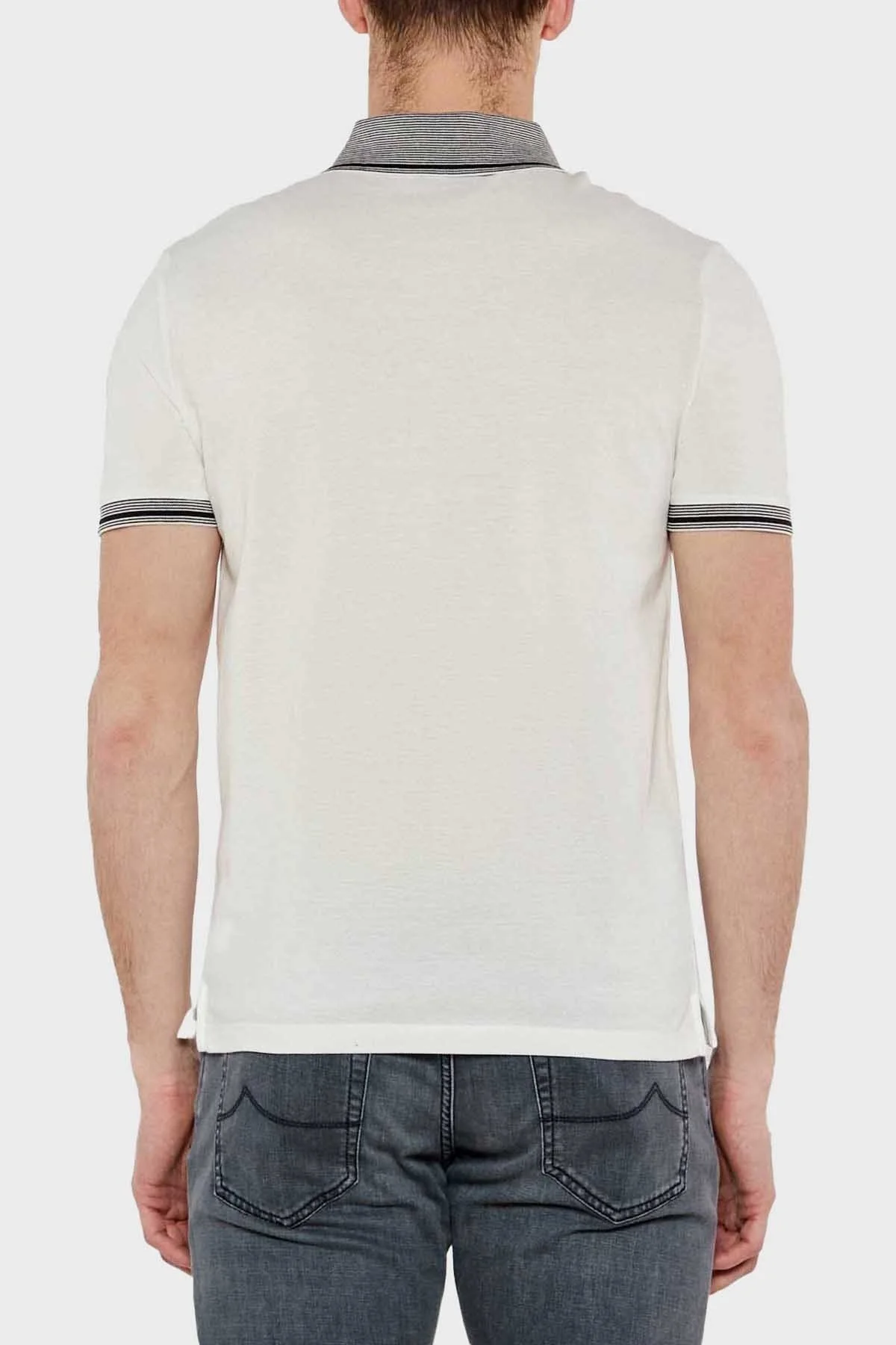 Emporio Armani Streç Pamuklu Regular Fit Düğmeli Erkek Polo Yaka T Shirt EM000852 AF12955 F0067 BEYAZ - 3