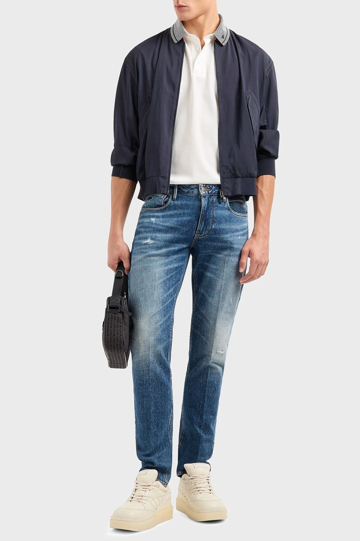 Emporio Armani Streç Pamuklu Regular Fit Düğmeli Erkek Polo Yaka T Shirt EM000852 AF12955 F0068 BEYAZ - 2