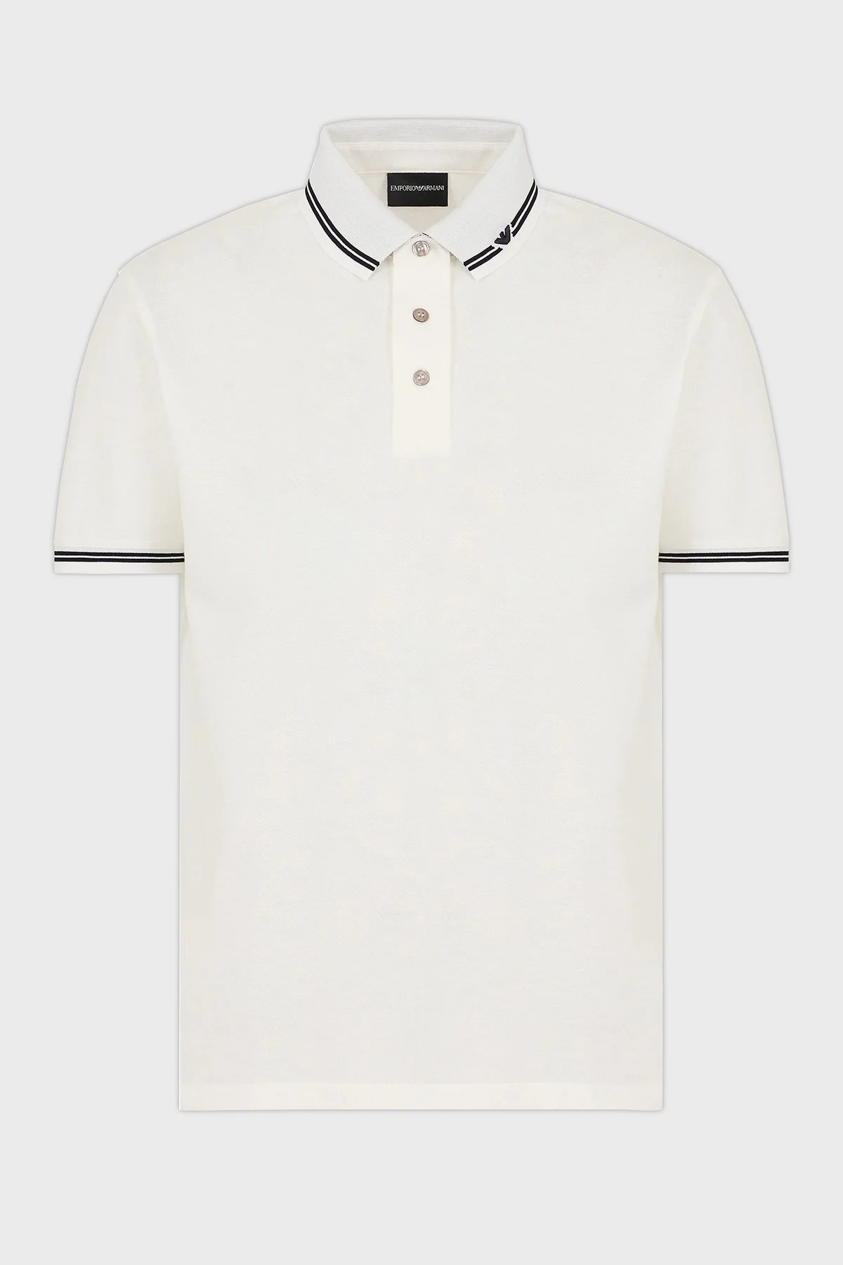 Emporio Armani Streç Pamuklu Regular Fit Düğmeli Erkek Polo Yaka T Shirt EM000852 AF12955 F0068 BEYAZ - 5