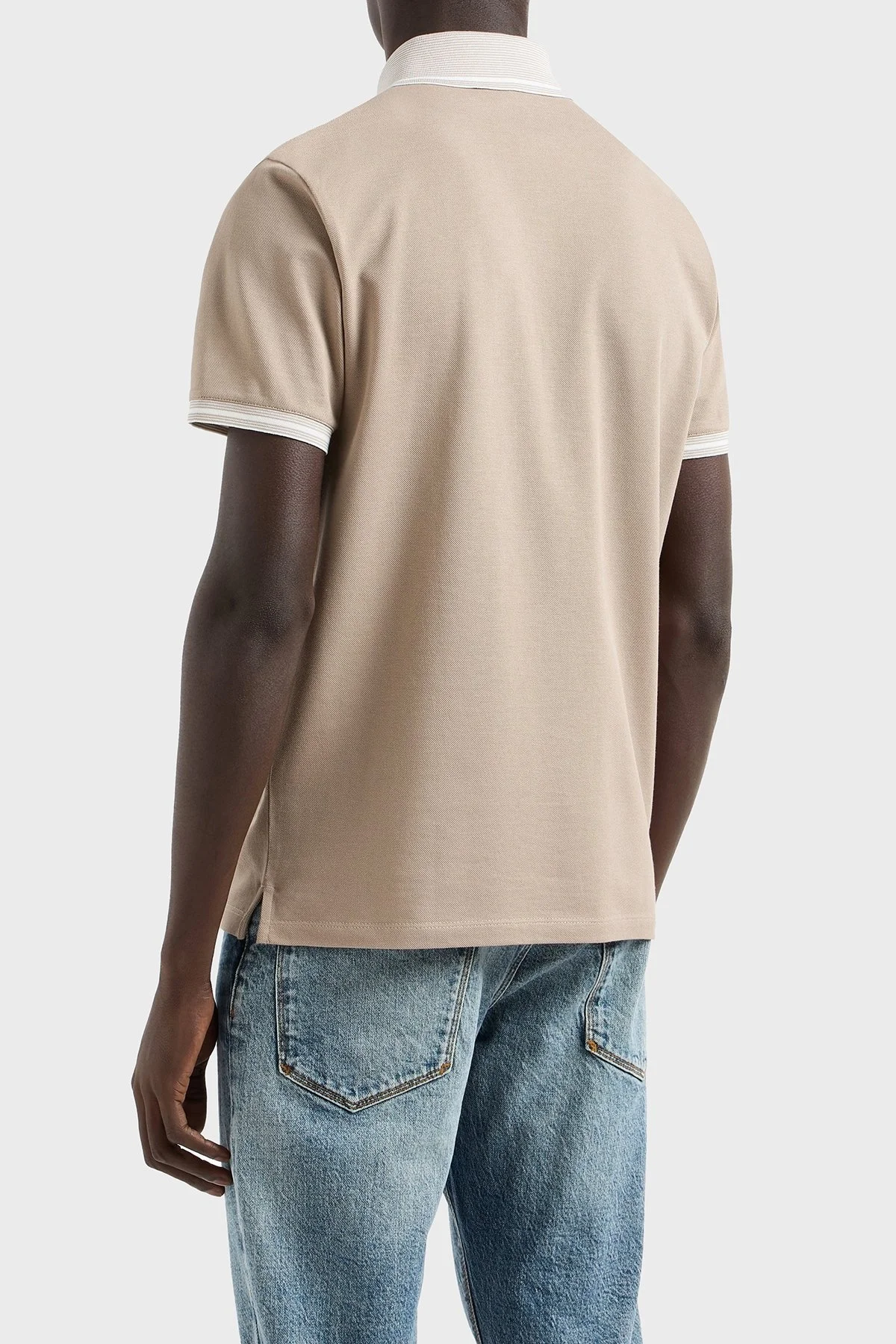 Emporio Armani Streç Pamuklu Regular Fit Düğmeli Erkek Polo Yaka T Shirt EM000852 AF12955 F6054 BEJ - 8