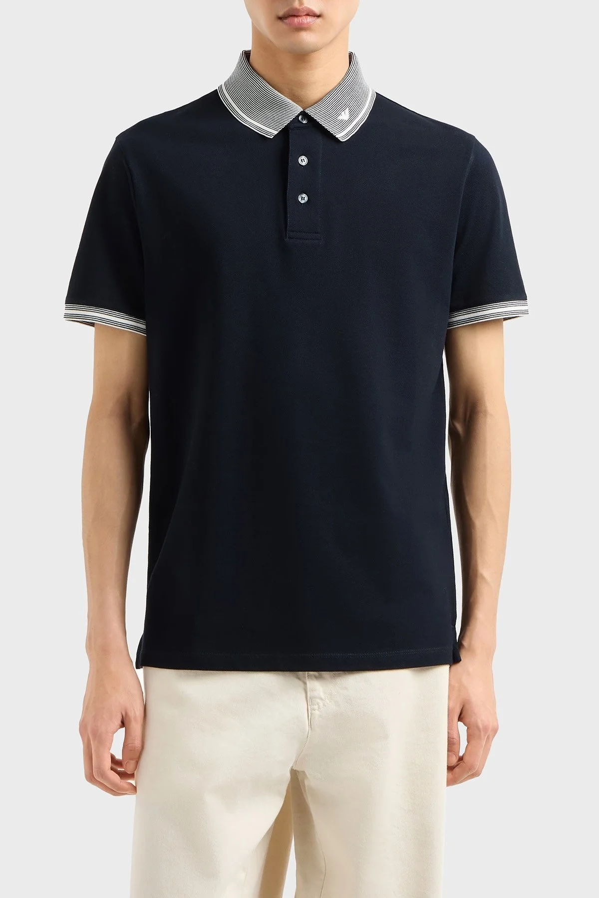 Emporio Armani Streç Pamuklu Regular Fit Düğmeli Erkek Polo Yaka T Shirt EM000852 AF12955 FB273 LACİVERT - 1