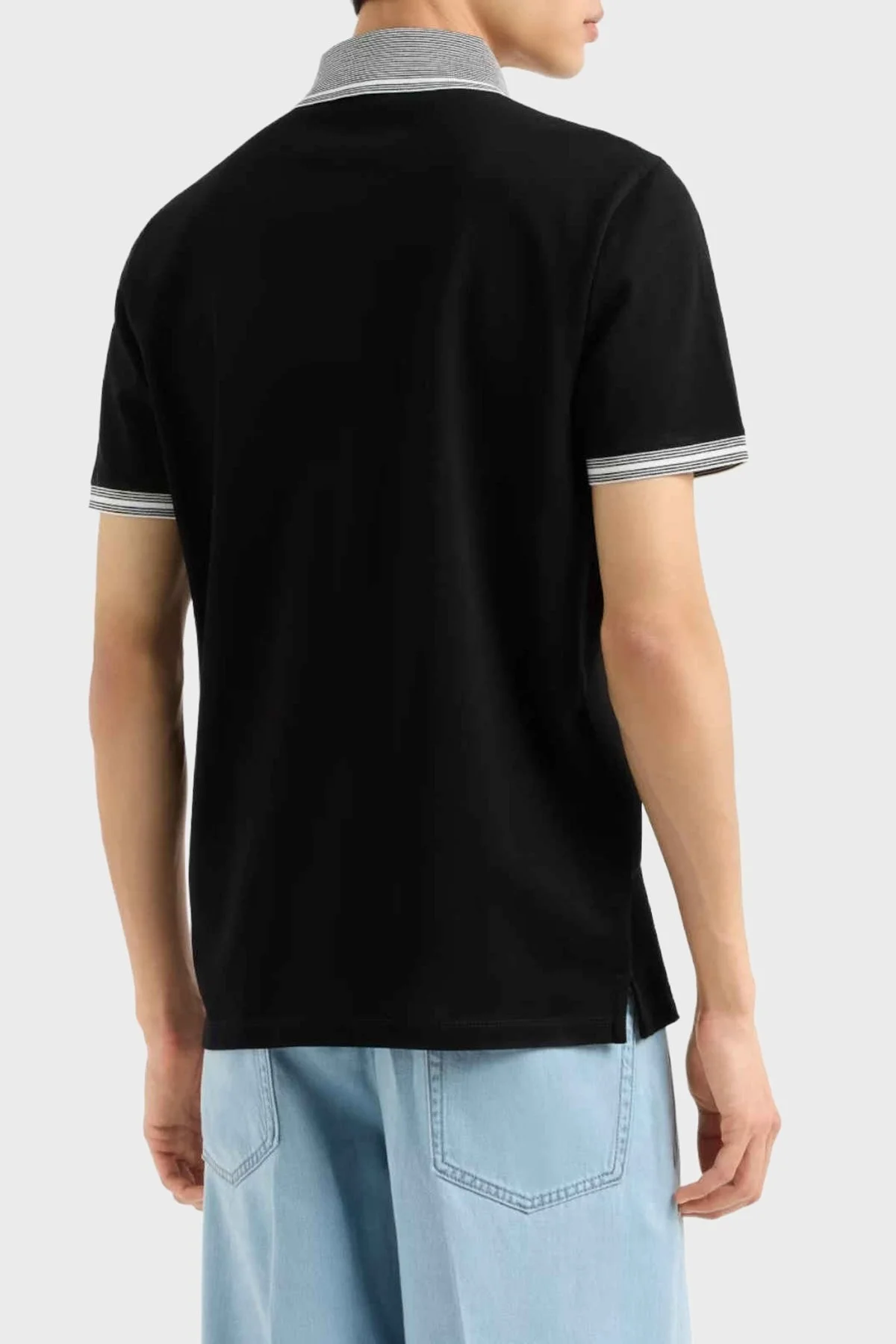 Emporio Armani Streç Pamuklu Regular Fit Düğmeli Erkek Polo Yaka T Shirt EM000852 AF12955 FC187 SİYAH - 2
