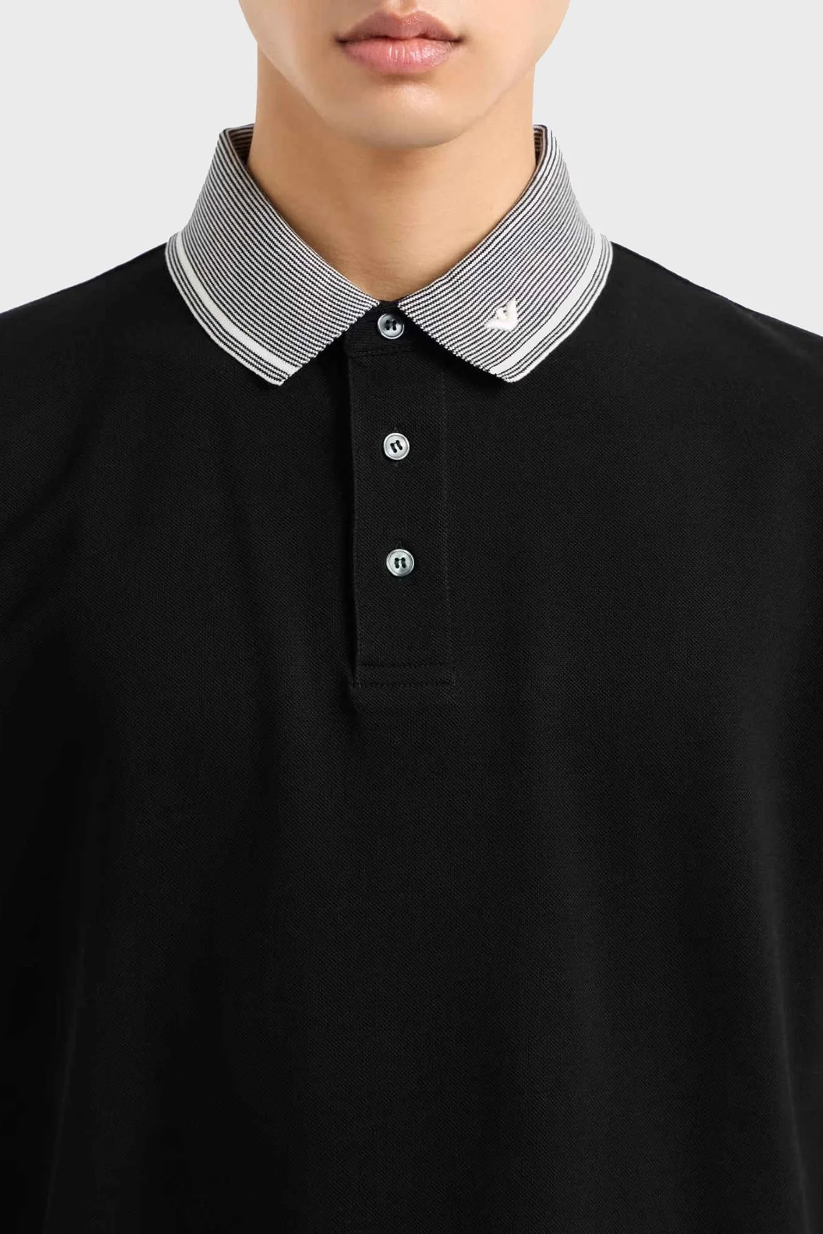 Emporio Armani Streç Pamuklu Regular Fit Düğmeli Erkek Polo Yaka T Shirt EM000852 AF12955 FC187 SİYAH - 3