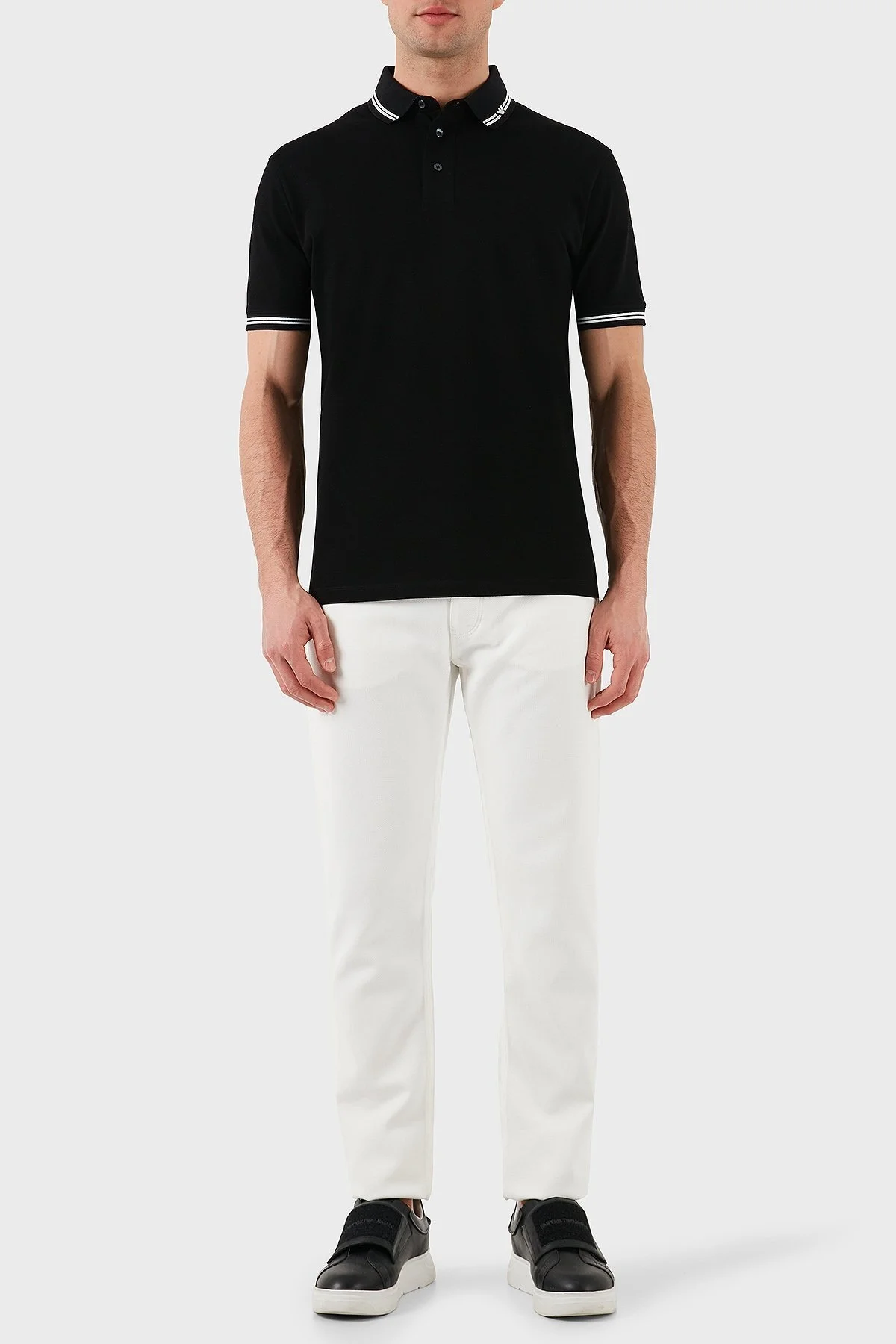 Emporio Armani Streç Pamuklu Regular Fit Düğmeli Erkek Polo Yaka T Shirt EM000852 AF12955 FC188 SİYAH - 9