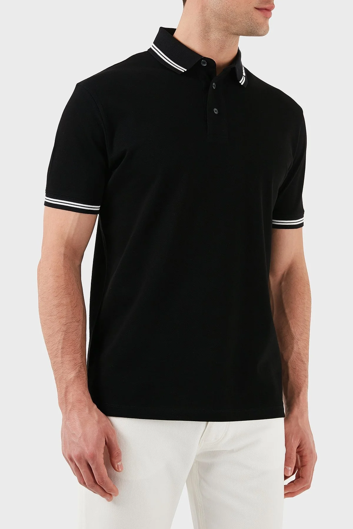 Emporio Armani Streç Pamuklu Regular Fit Düğmeli Erkek Polo Yaka T Shirt EM000852 AF12955 FC188 SİYAH - 11