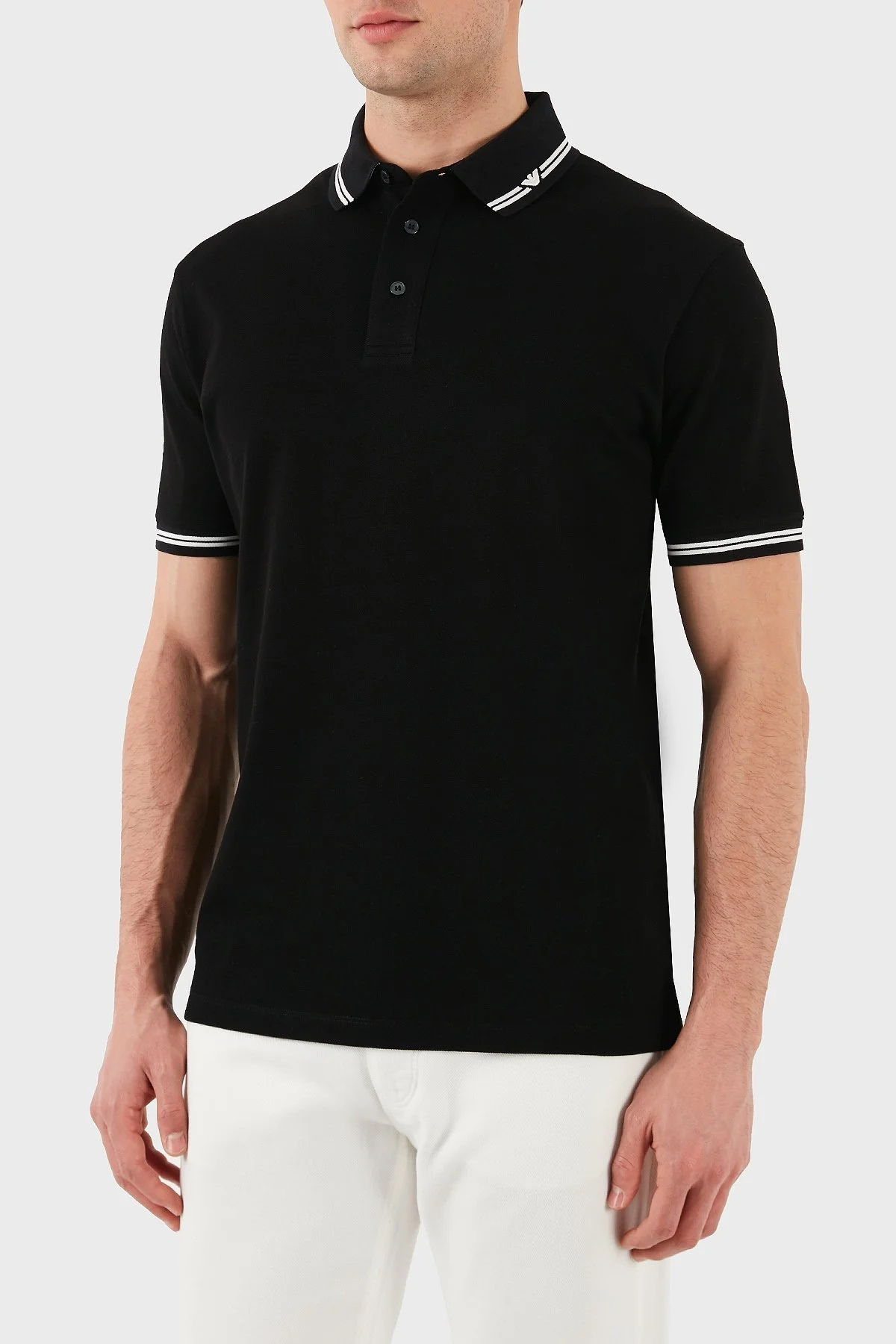 Emporio Armani Streç Pamuklu Regular Fit Düğmeli Erkek Polo Yaka T Shirt EM000852 AF12955 FC188 SİYAH - 12