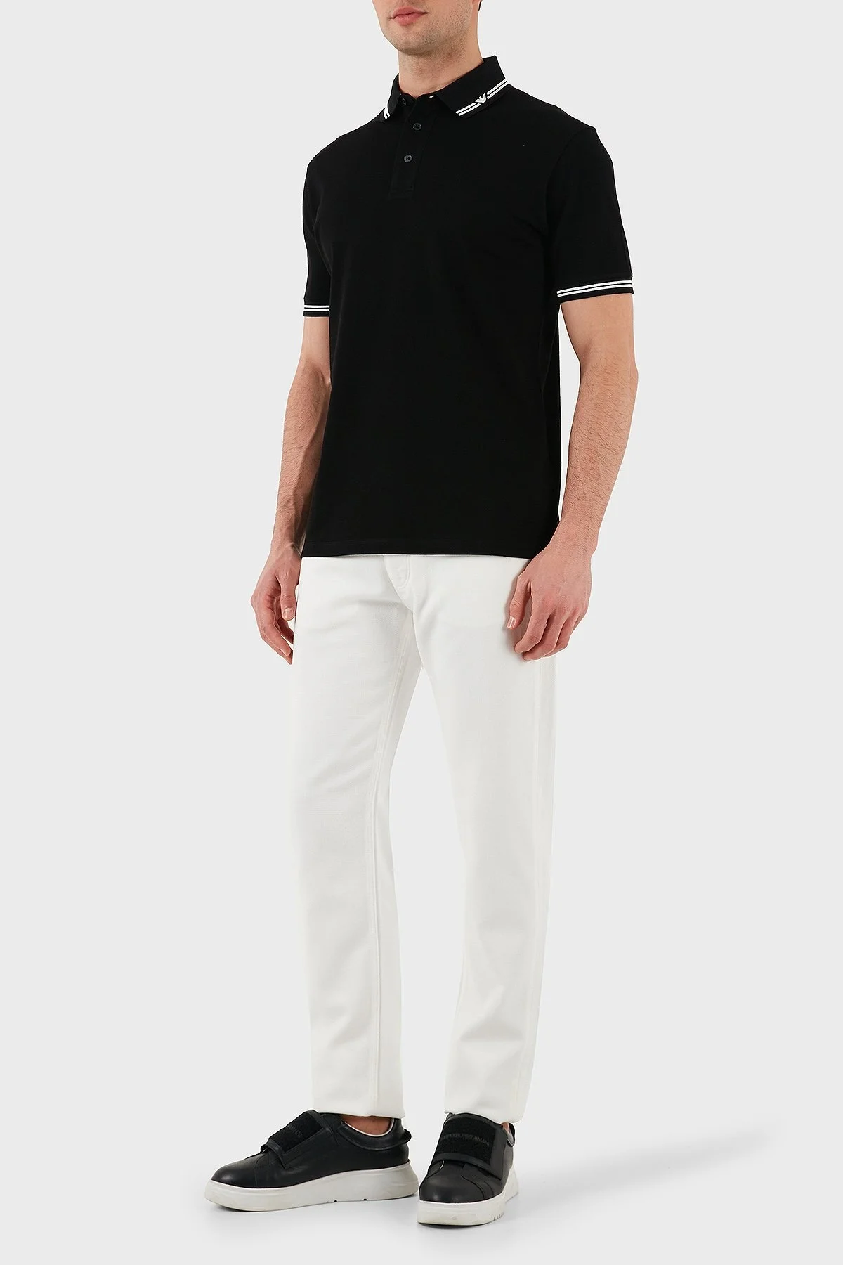 Emporio Armani Streç Pamuklu Regular Fit Düğmeli Erkek Polo Yaka T Shirt EM000852 AF12955 FC188 SİYAH - 13