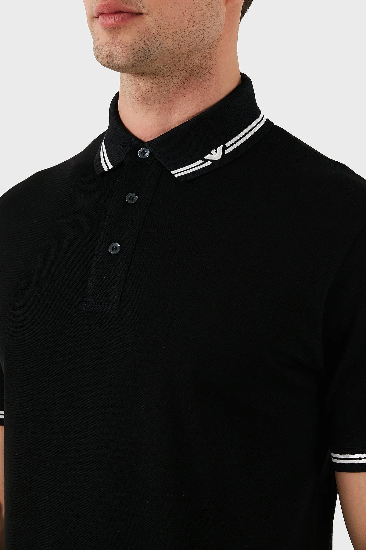 Emporio Armani Streç Pamuklu Regular Fit Düğmeli Erkek Polo Yaka T Shirt EM000852 AF12955 FC188 SİYAH - 14