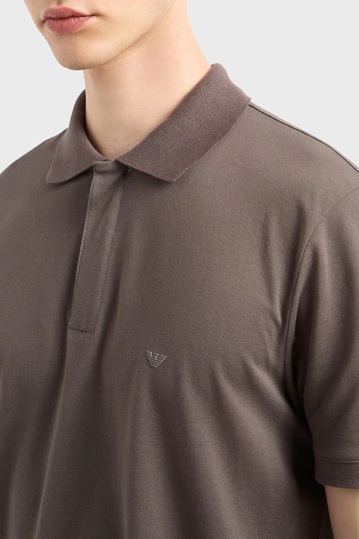 Emporio Armani Streç Pamuklu Regular Fit Fermuarlı Erkek Polo Yaka T Shirt EM001146 AF13742 U6200 KAHVE - 6