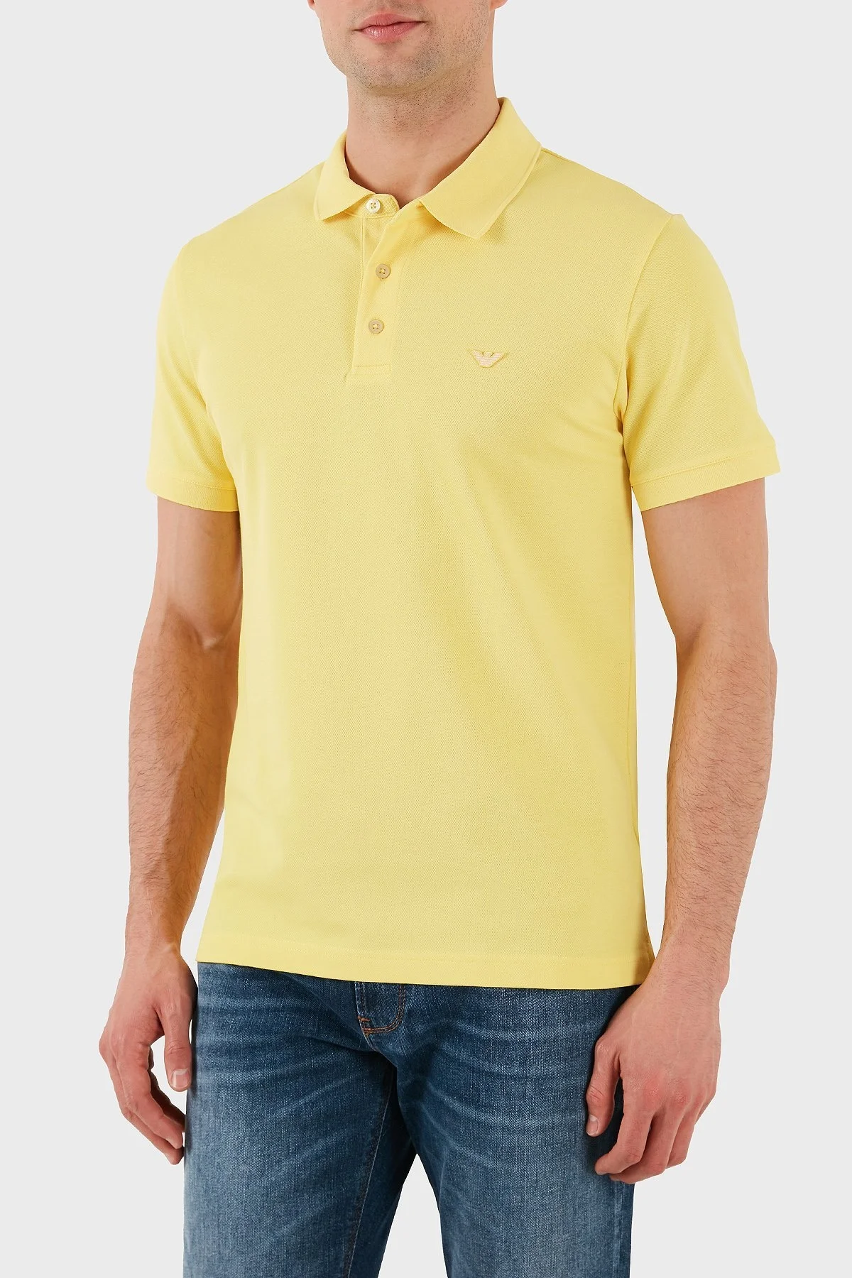 Emporio Armani Streç Pamuklu Regular Fit Düğmeli Erkek Polo Yaka T Shirt EM001380 AF12331 U2137 SARI - 1