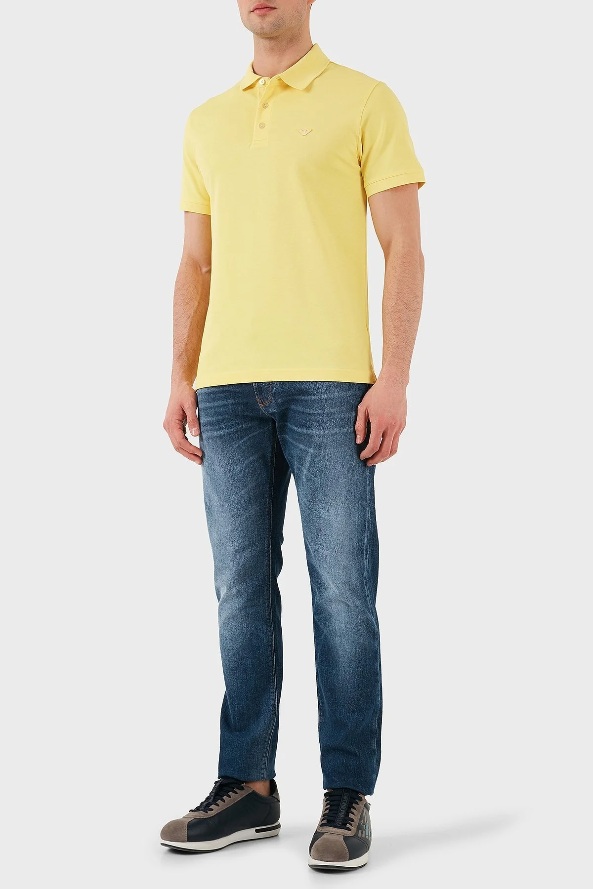 Emporio Armani Streç Pamuklu Regular Fit Düğmeli Erkek Polo Yaka T Shirt EM001380 AF12331 U2137 SARI - 2