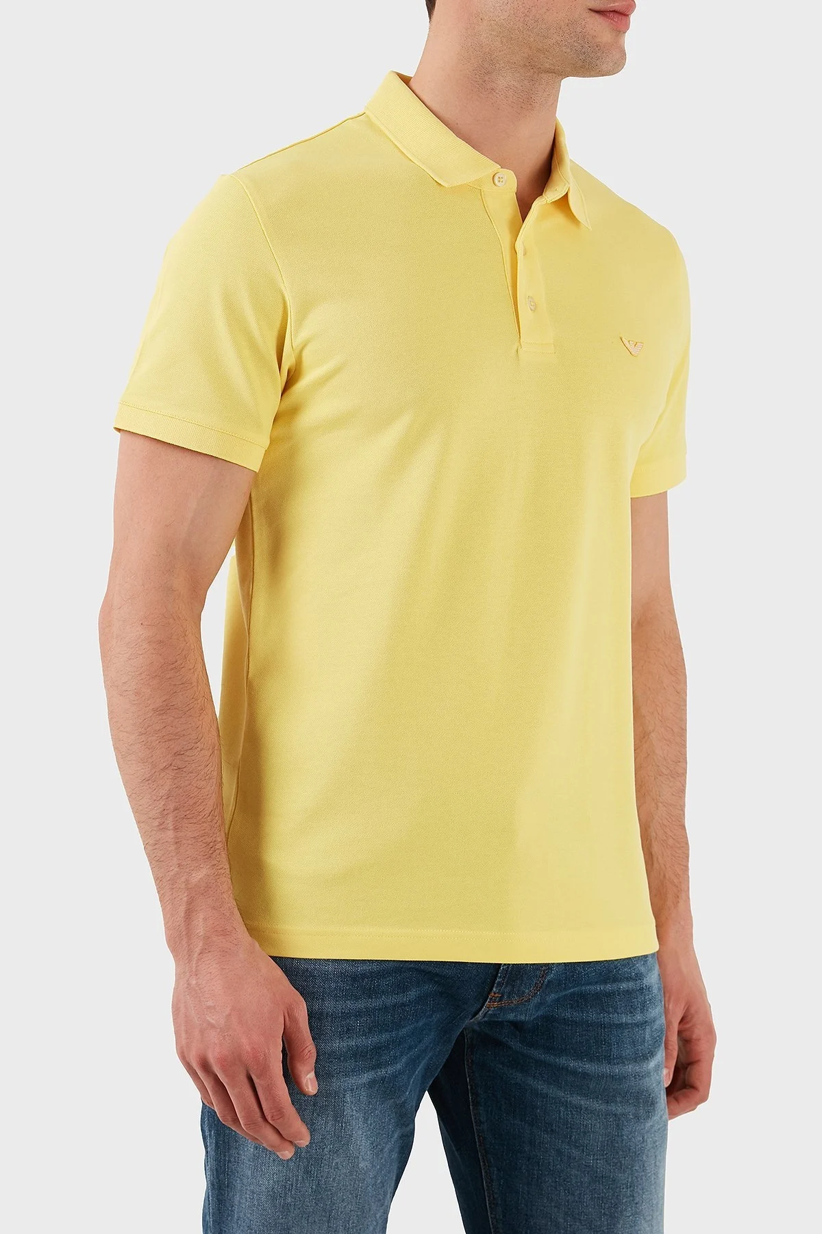 Emporio Armani Streç Pamuklu Regular Fit Düğmeli Erkek Polo Yaka T Shirt EM001380 AF12331 U2137 SARI - 5