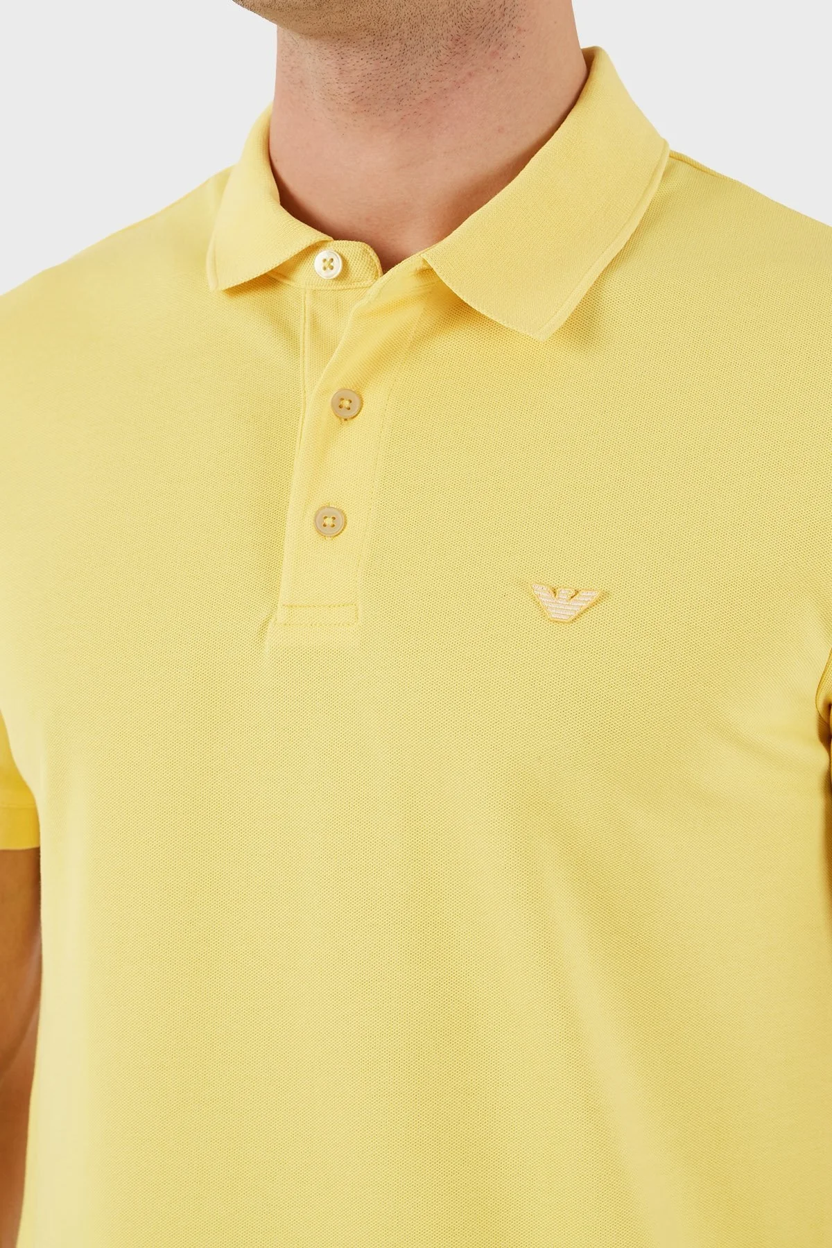 Emporio Armani Streç Pamuklu Regular Fit Düğmeli Erkek Polo Yaka T Shirt EM001380 AF12331 U2137 SARI - 6