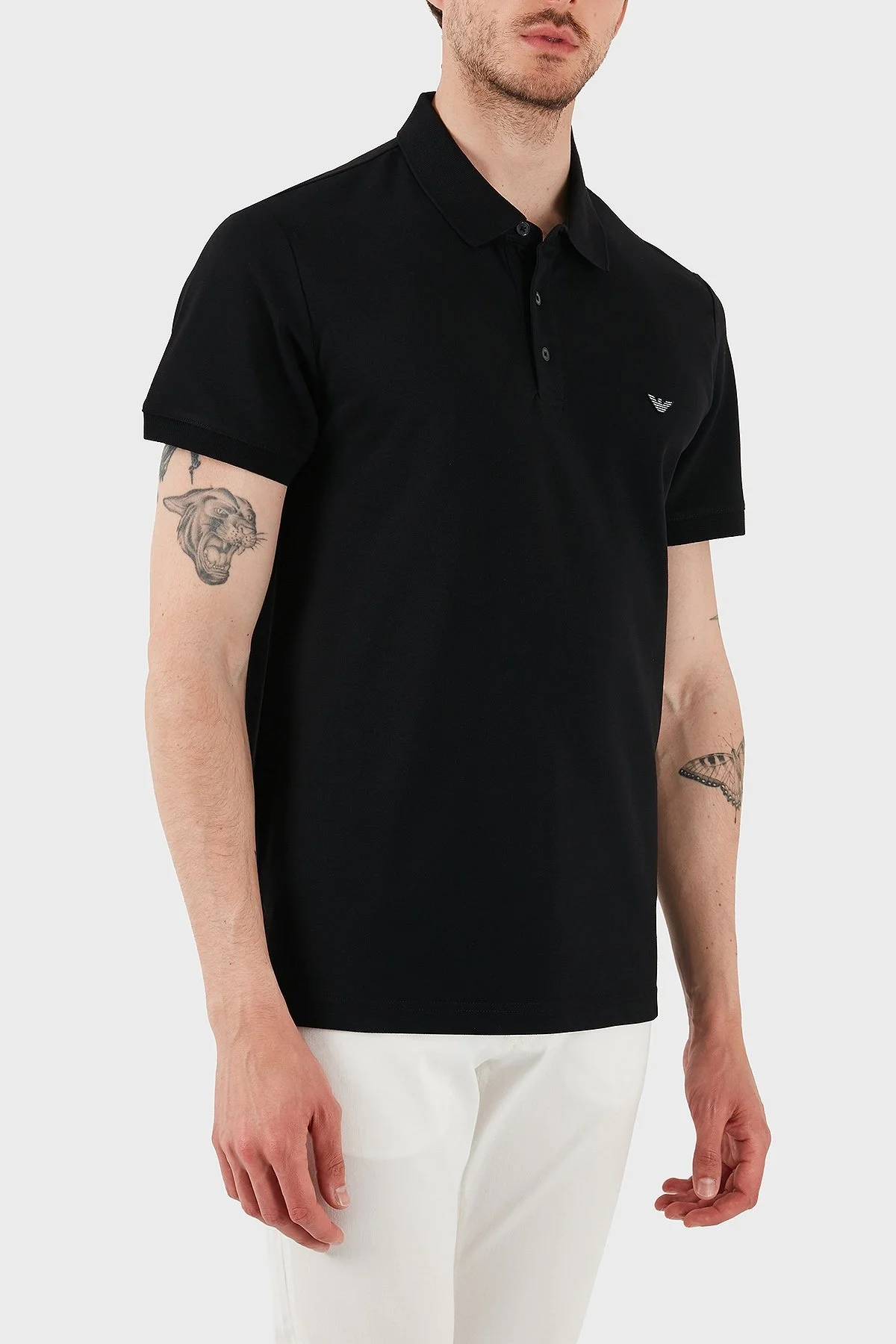 Emporio Armani Streç Pamuklu Regular Fit Düğmeli Erkek Polo Yaka T Shirt EM001380 AF12331 UC001 SİYAH - 7