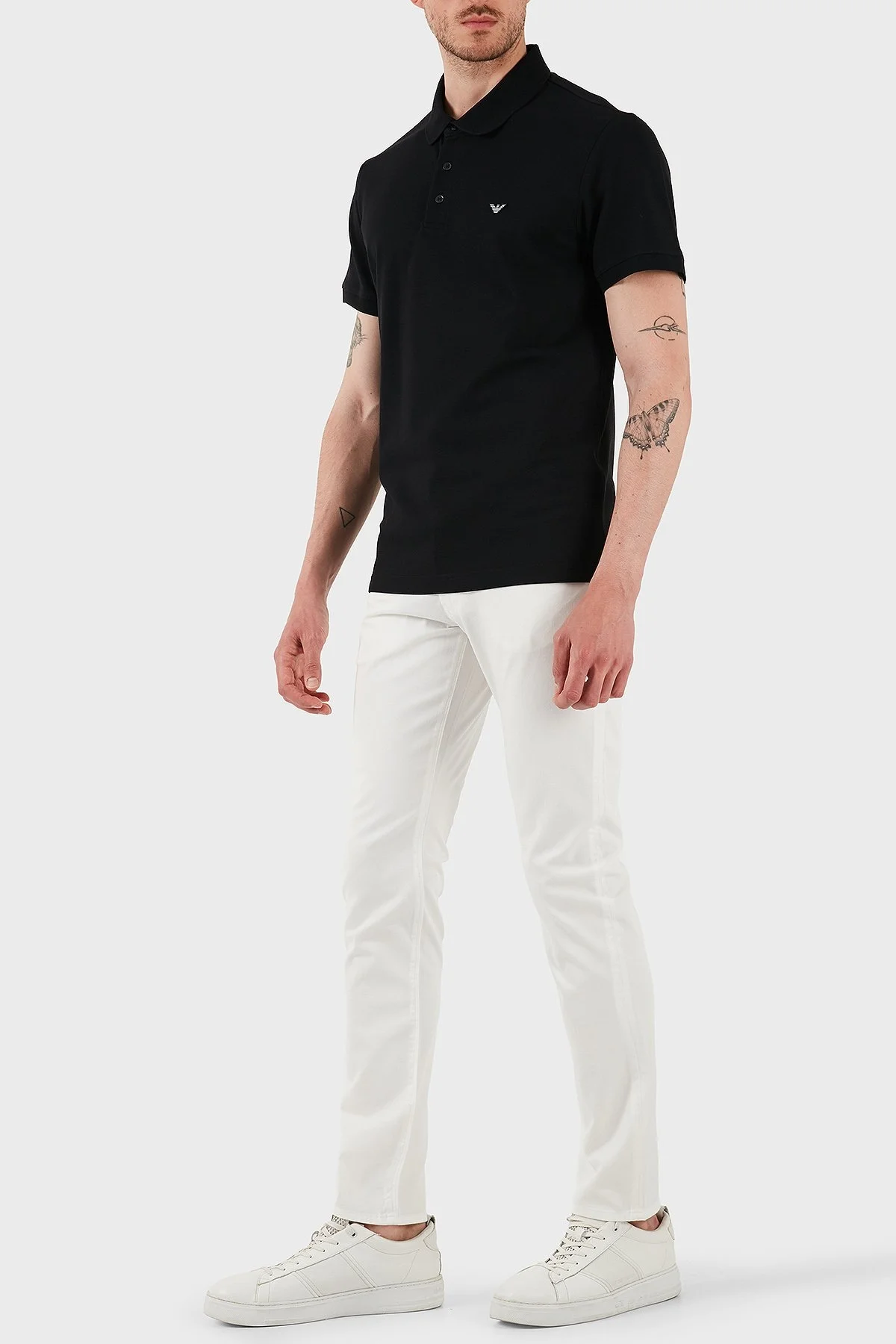 Emporio Armani Streç Pamuklu Regular Fit Düğmeli Erkek Polo Yaka T Shirt EM001380 AF12331 UC001 SİYAH - 8