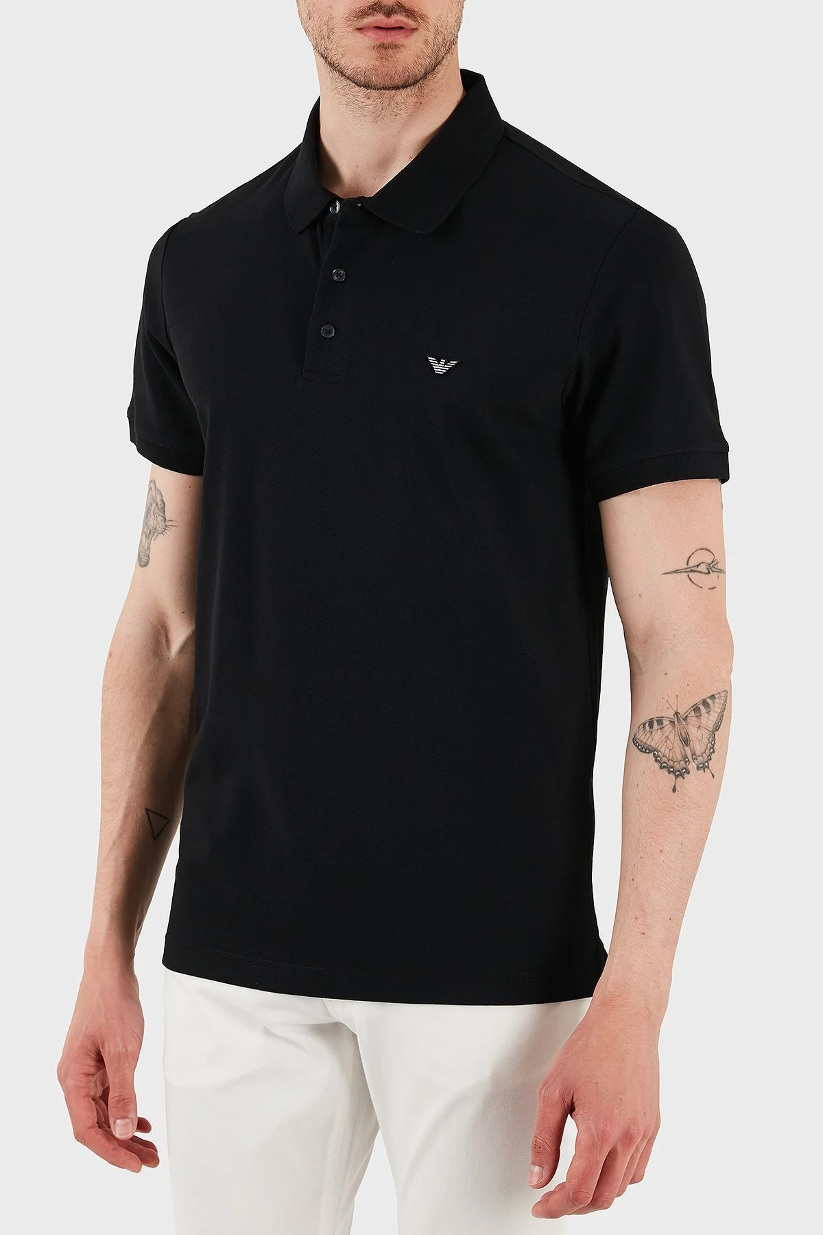 Emporio Armani Streç Pamuklu Regular Fit Düğmeli Erkek Polo Yaka T Shirt EM001380 AF12331 UC001 SİYAH - 10