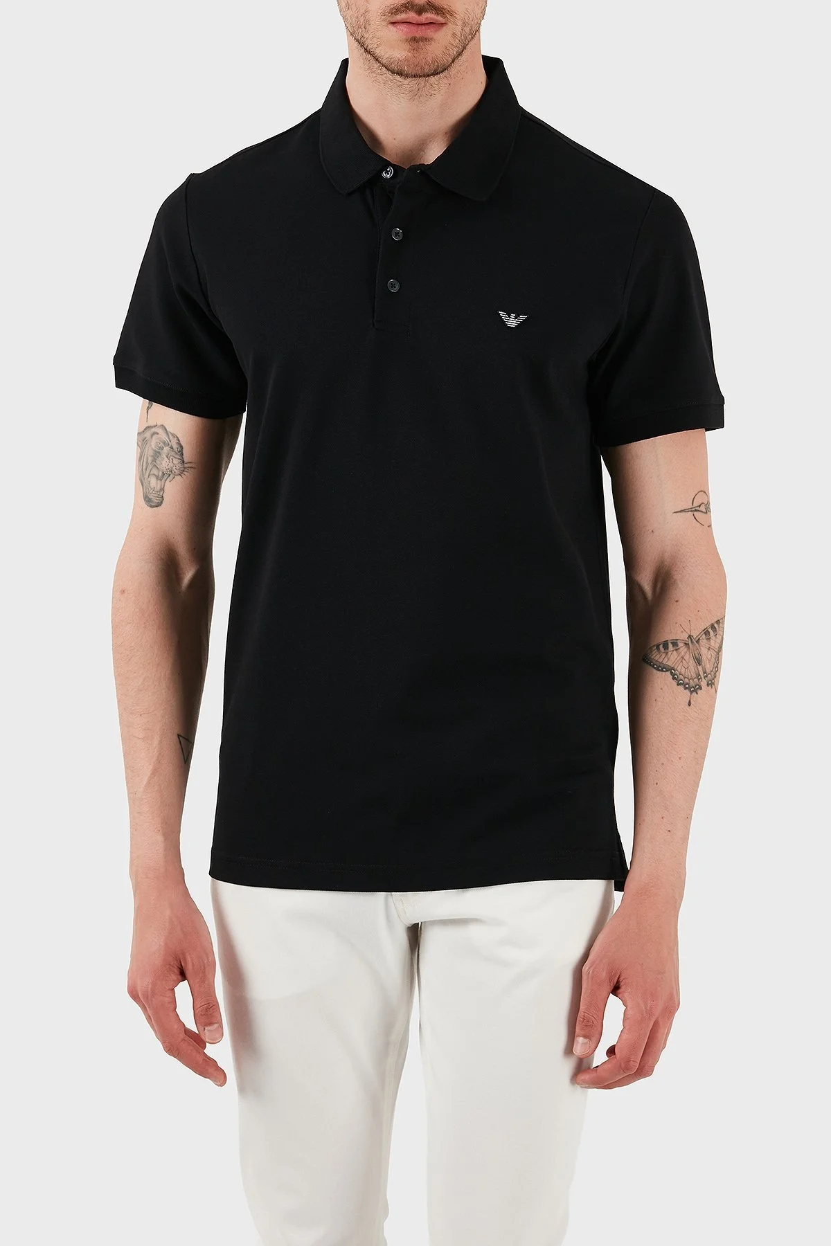 Emporio Armani Streç Pamuklu Regular Fit Düğmeli Erkek Polo Yaka T Shirt EM001380 AF12331 UC001 SİYAH - 11