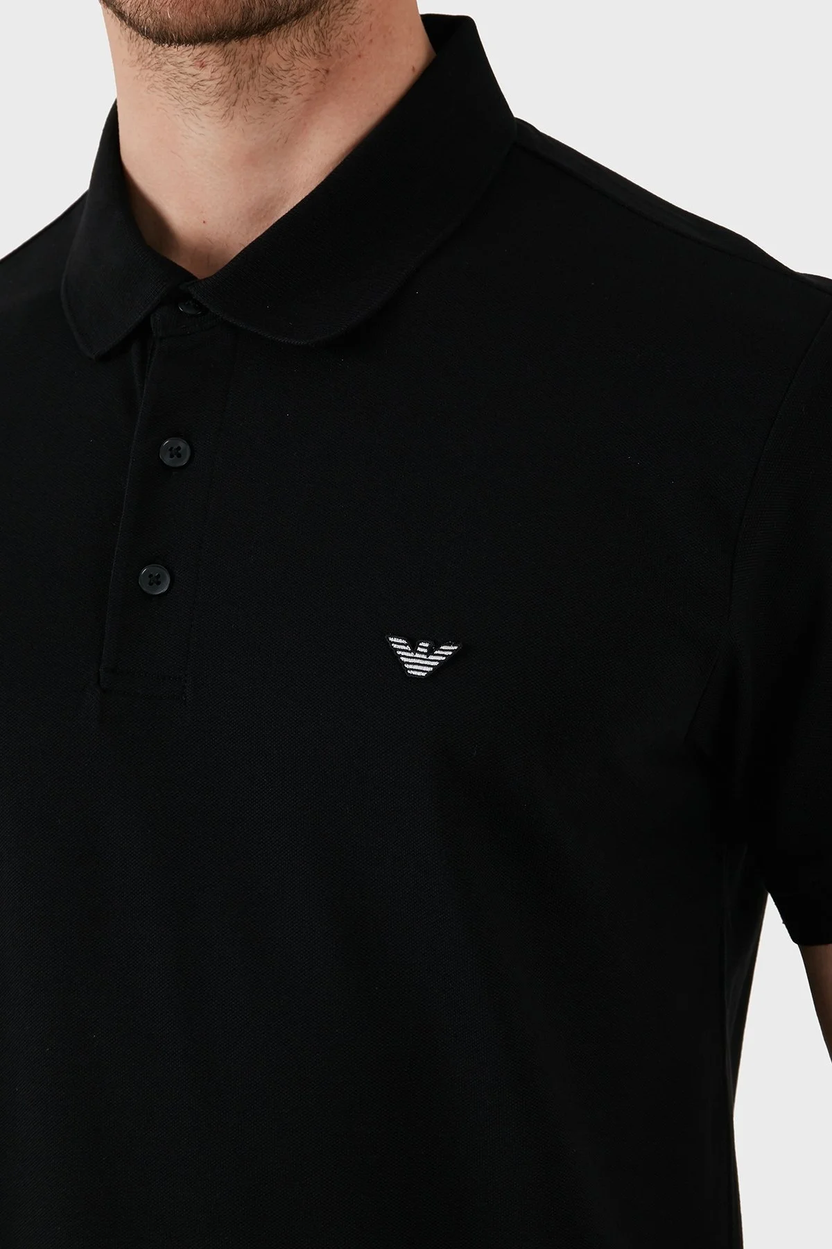 Emporio Armani Streç Pamuklu Regular Fit Düğmeli Erkek Polo Yaka T Shirt EM001380 AF12331 UC001 SİYAH - 12