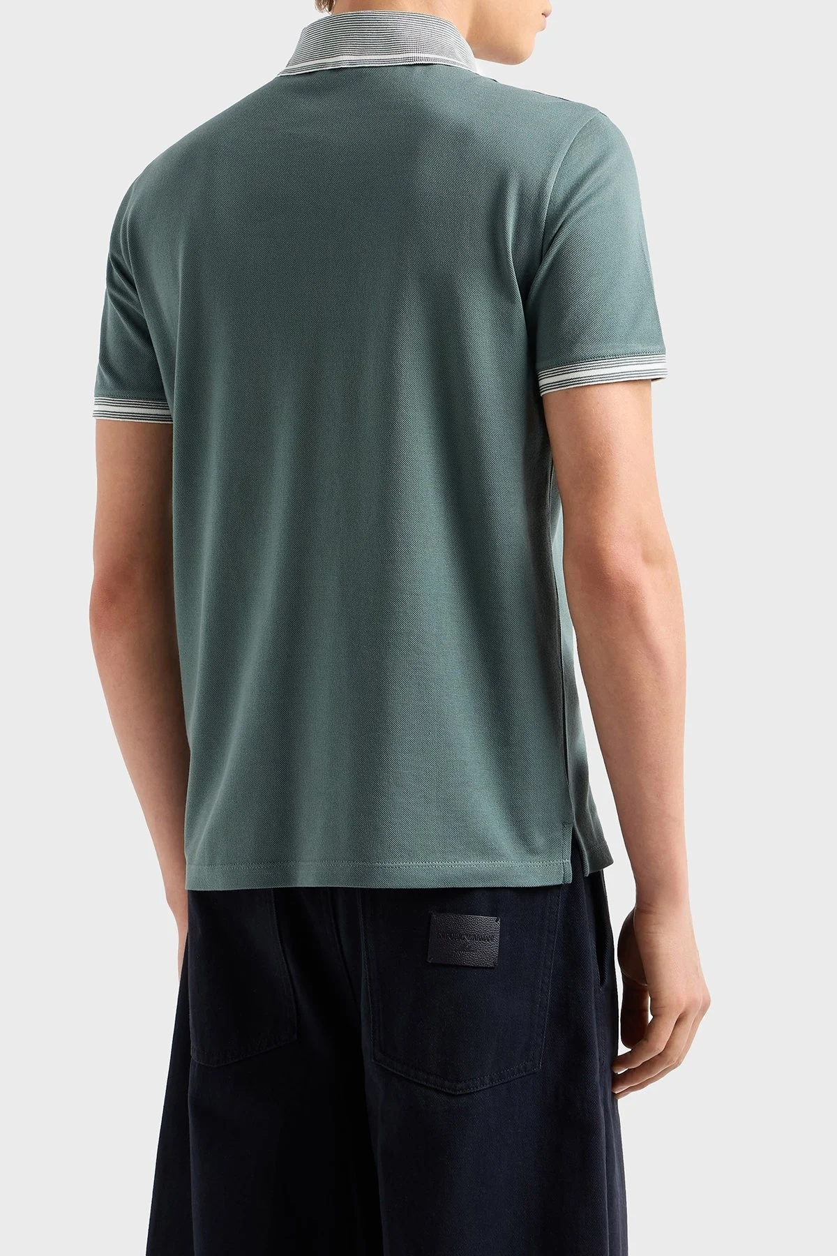 Emporio Armani Streç Pamuklu Regular Fit Düğmeli Polo Yaka Erkek Polo Yaka T Shirt EM000852 AF12955 F9046 HAKİ - 8