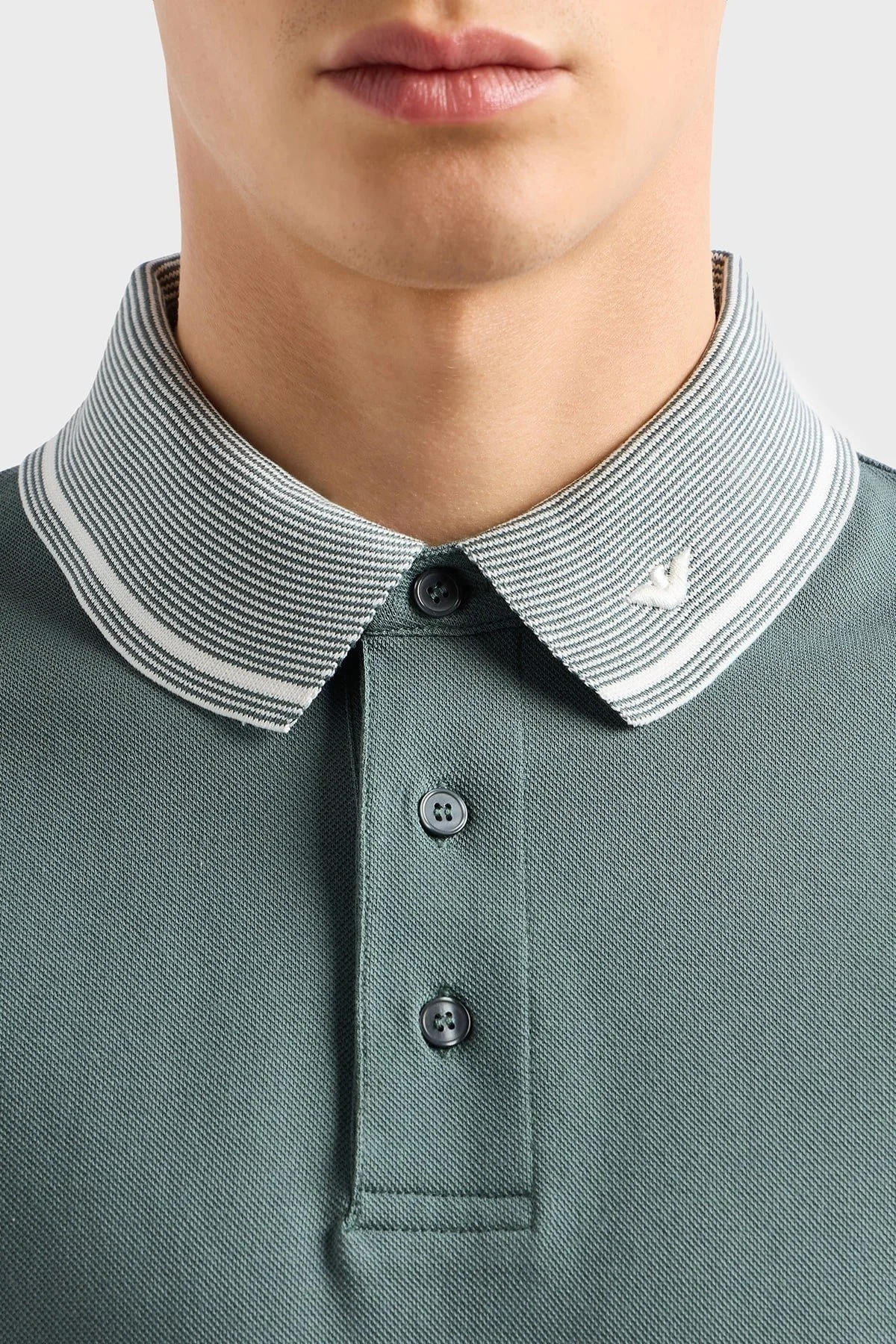 Emporio Armani Streç Pamuklu Regular Fit Düğmeli Polo Yaka Erkek Polo Yaka T Shirt EM000852 AF12955 F9046 HAKİ - 9